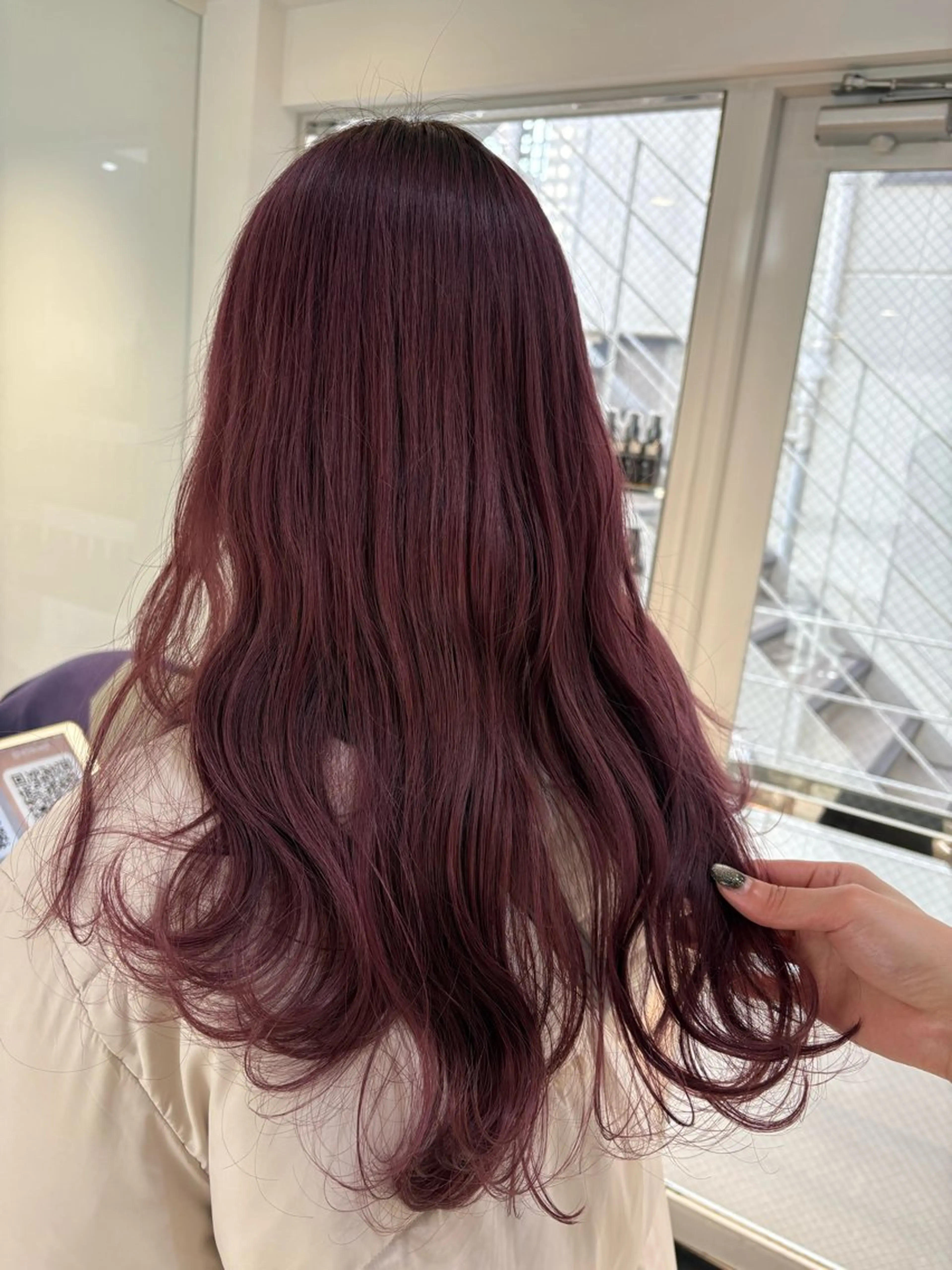 ロング カラー ヘアアレンジ カシス ピンクカラー ローズカラー 《暖色/韓国レイヤー 》🇰🇷桑原ユキネのヘアスタイル