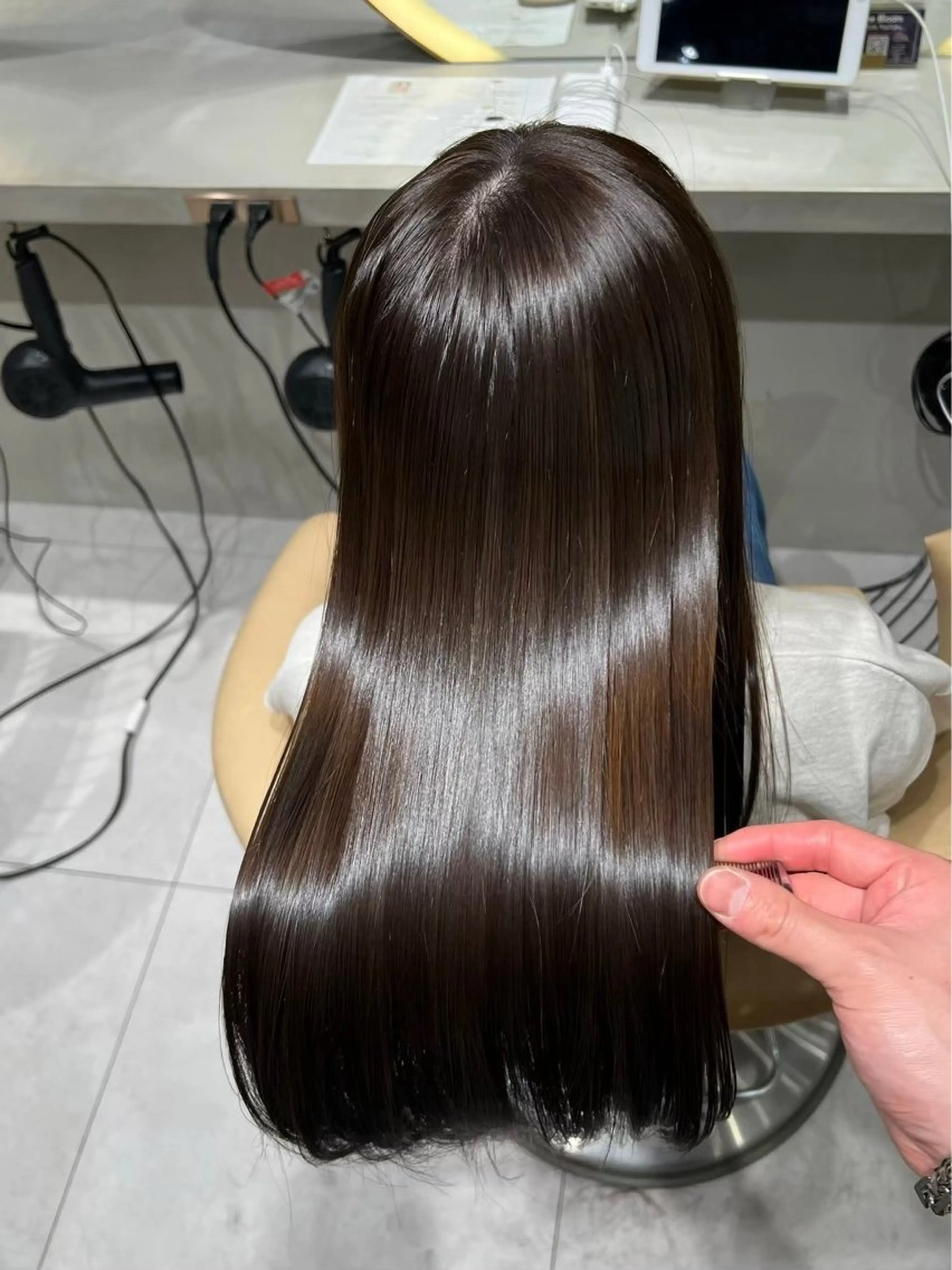 ロング カラー パーマ グレージュ 縮毛矯正 ミディアムレイヤー 特化/吉村　清志のヘアスタイル