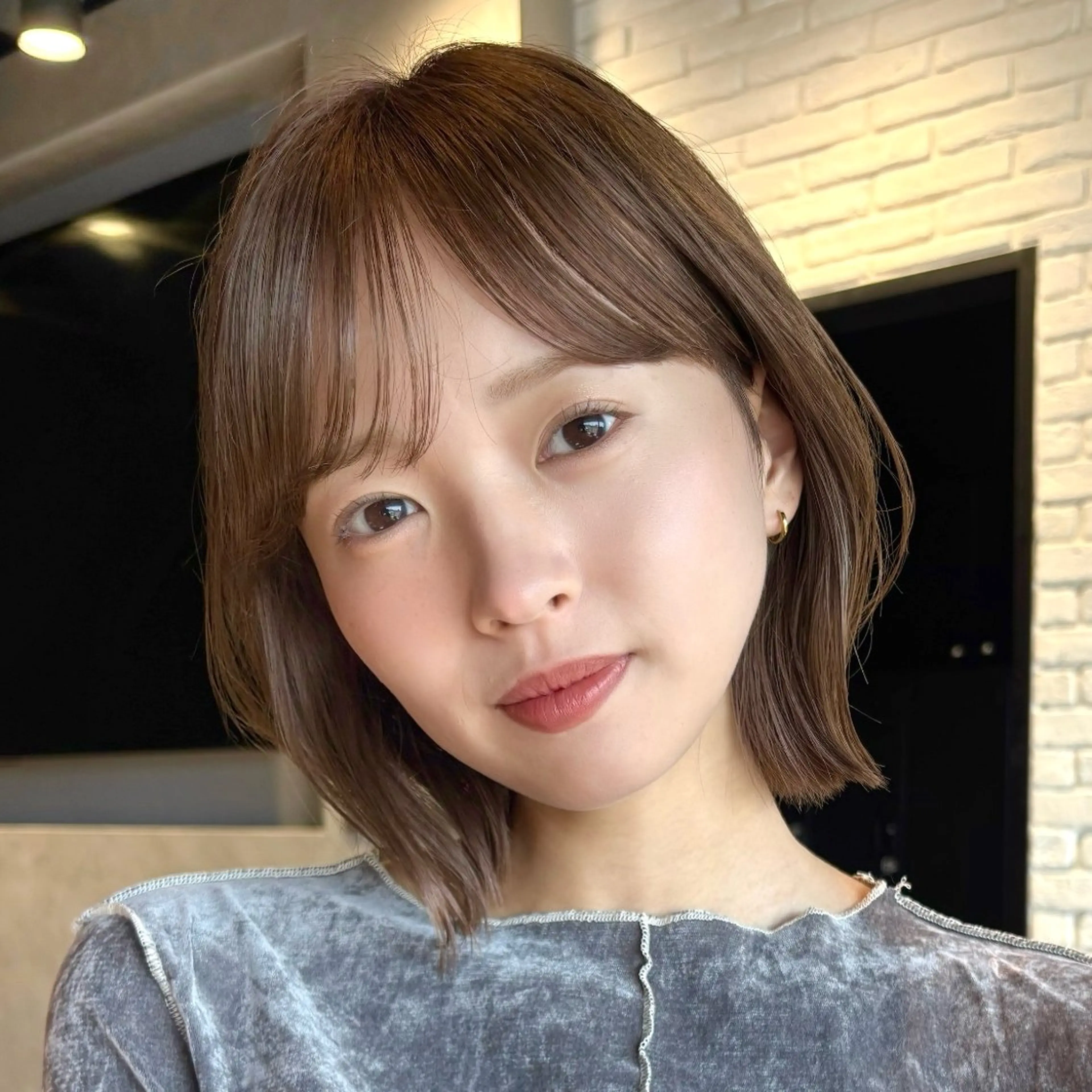 ショート カラー ベージュカラー 透明感カラー ボブ くびれヘア カット ヘアカラー トリートメント 顔まわり/レイヤー/ 透明感/まいな🥨のヘアスタイル