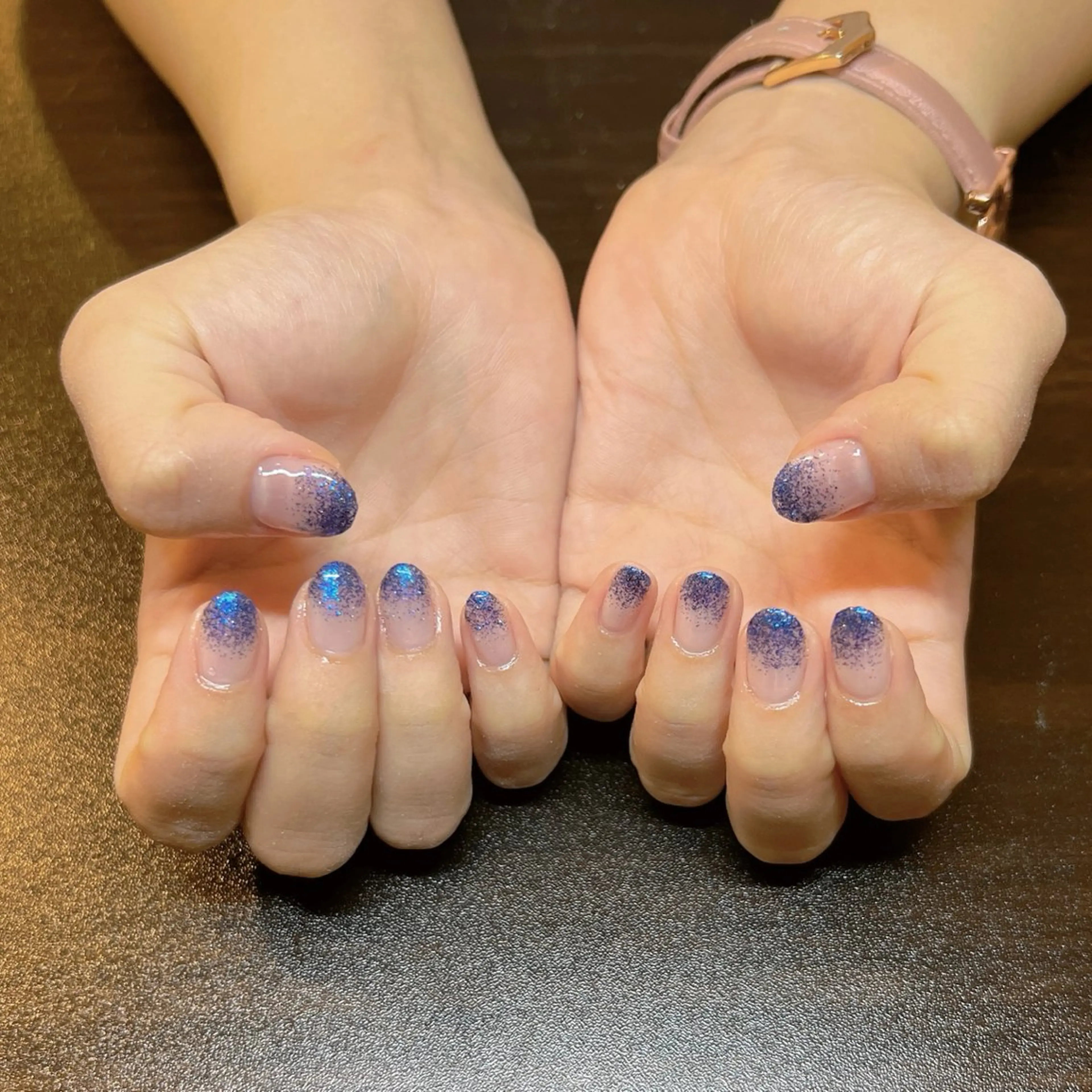 ネイル ブルー クリアネイル グラデーション ラメ(グリッター) ラメグラデーション Nina 町田店所属・nina 町田のネイルデザイン