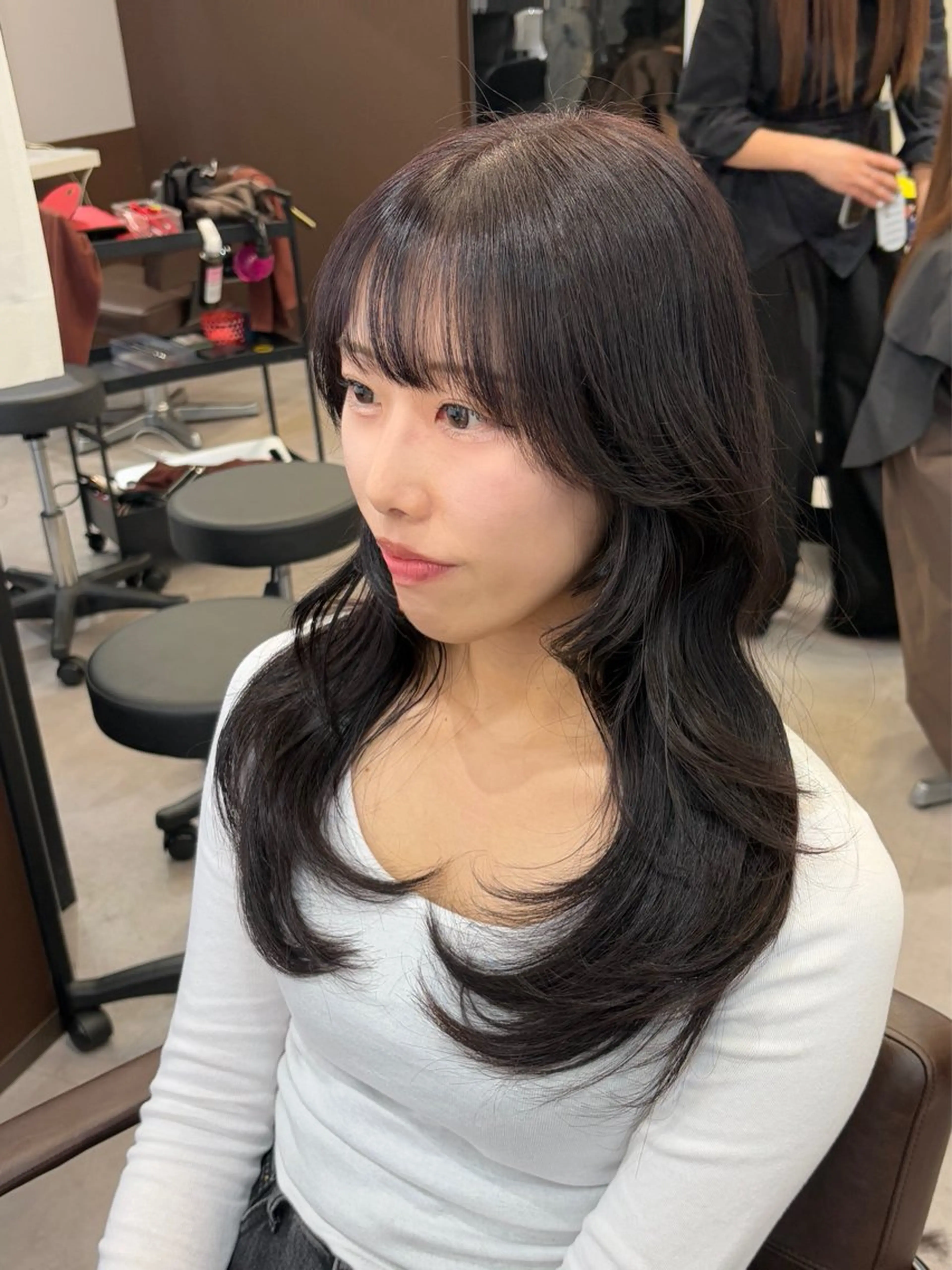 セミロング カラー 韓国×髪質改善カラー 💎hinaのヘアスタイル