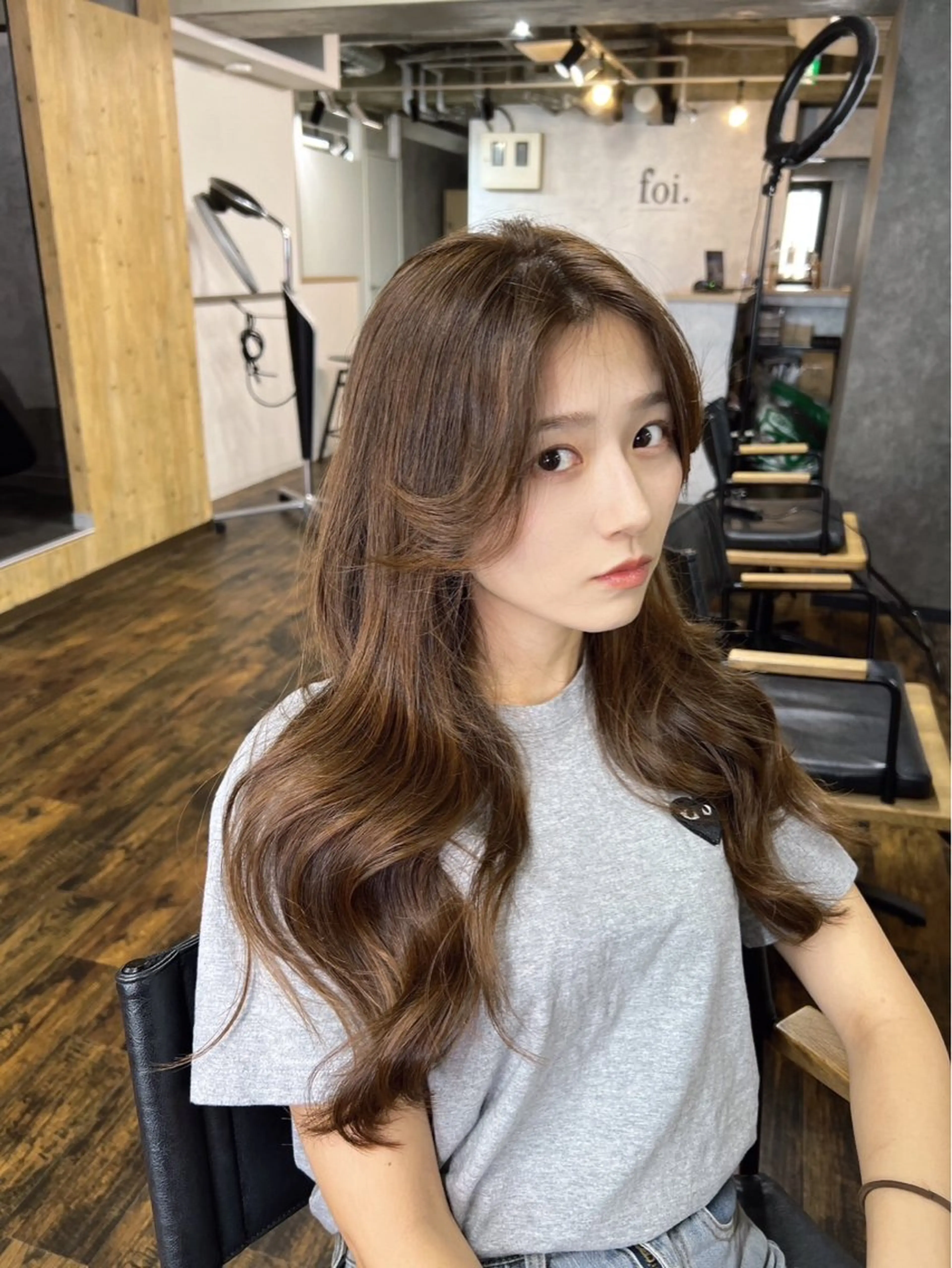 セミロング カラー パーマ ヘアアレンジ foi. フォワ所属・🇰🇷韓国トレンド ヘア🇰🇷高田のヘアスタイル