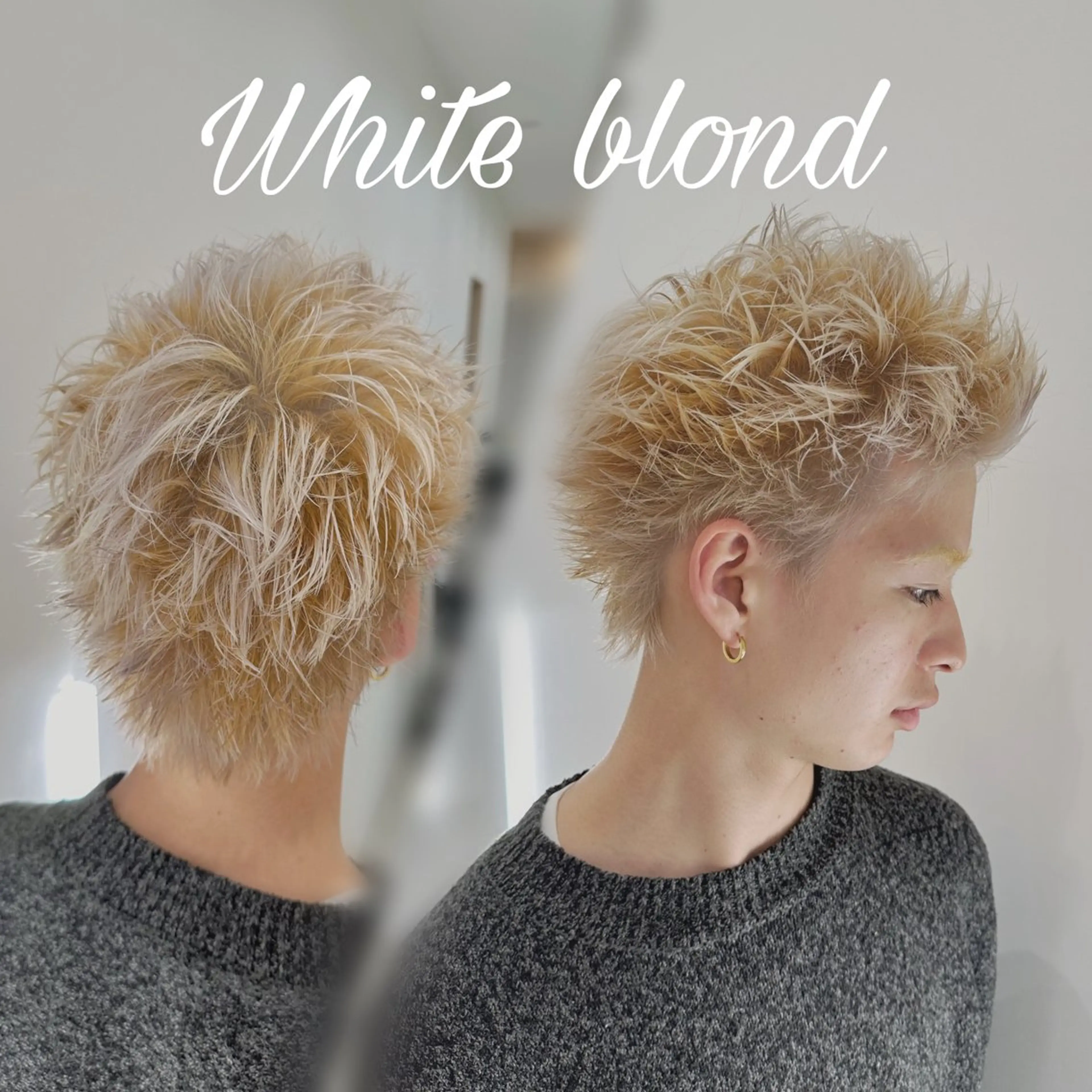 ショート カラー メンズ ブロンド 透明感カラー ホワイトブロンド ショートヘア メンズパーマ達人/ フェード/イツキのヘアスタイル