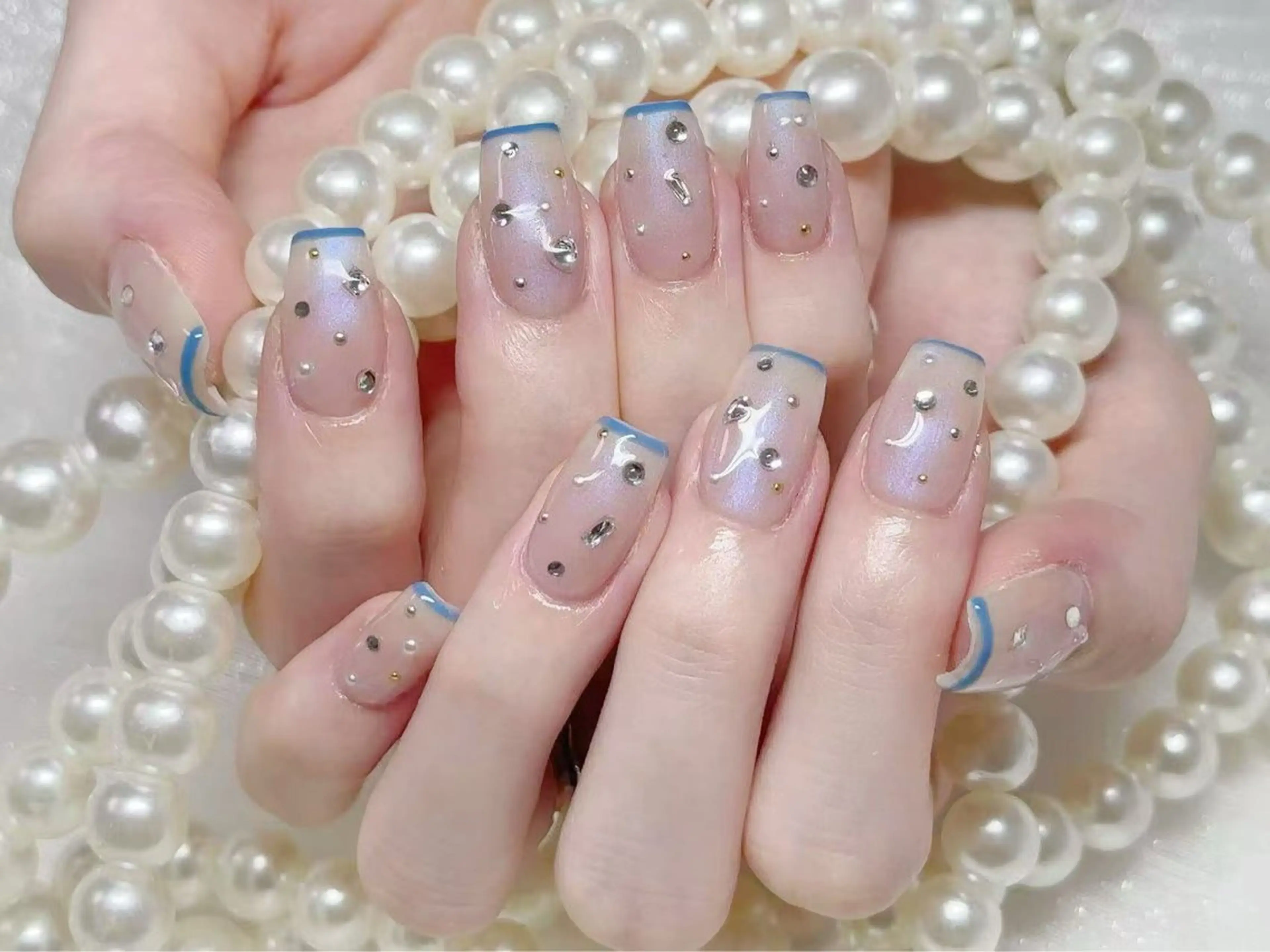 ネイル アートネイル クリアネイル 成人式 長さ出し フラッシュネイル 💫KASUMI 💅のネイルデザイン