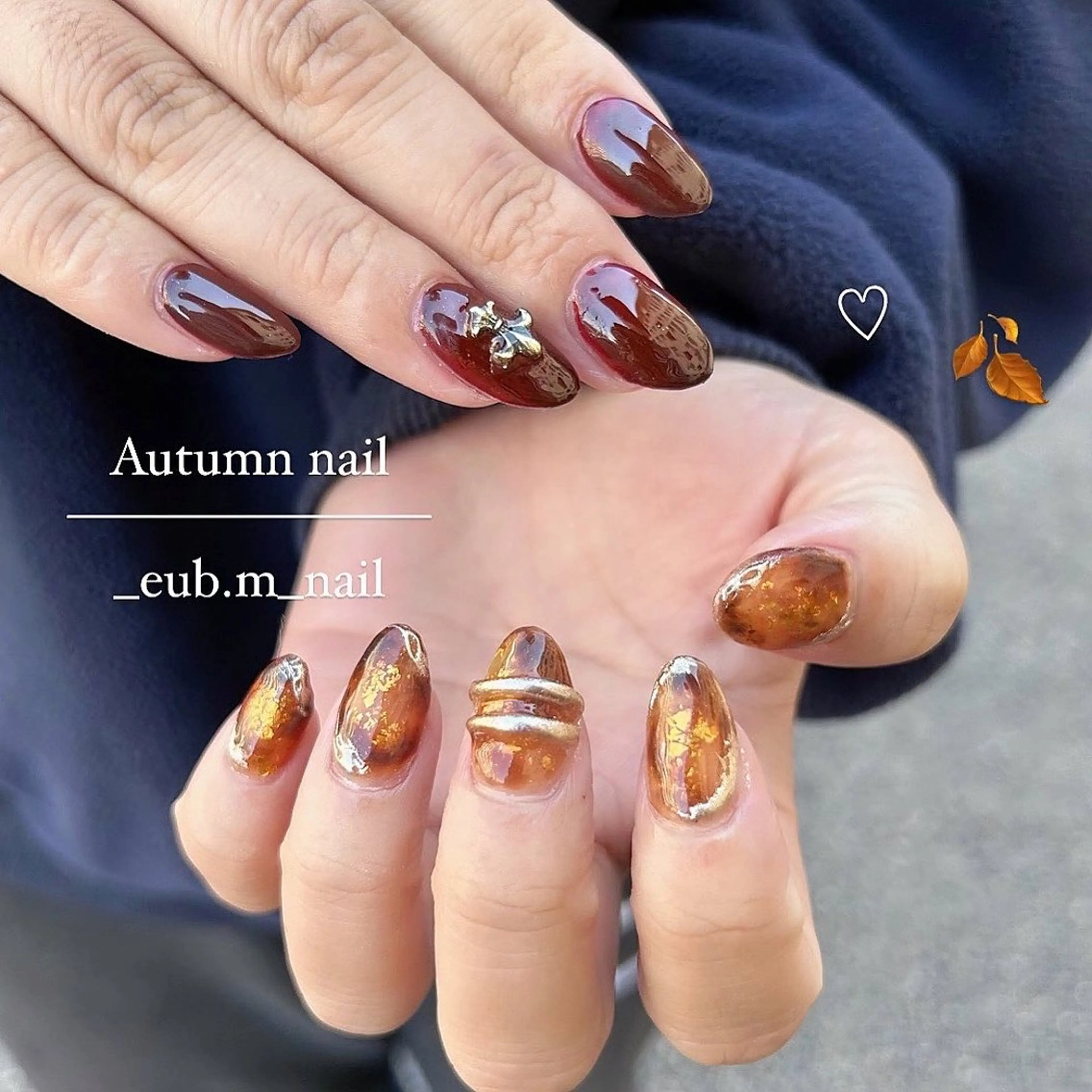 ネイル べっ甲ネイル ボルドー 持ち込み ニュアンスネイル ワンカラーネイル 深夜ネイルサロン eub.m_nailのネイルデザイン