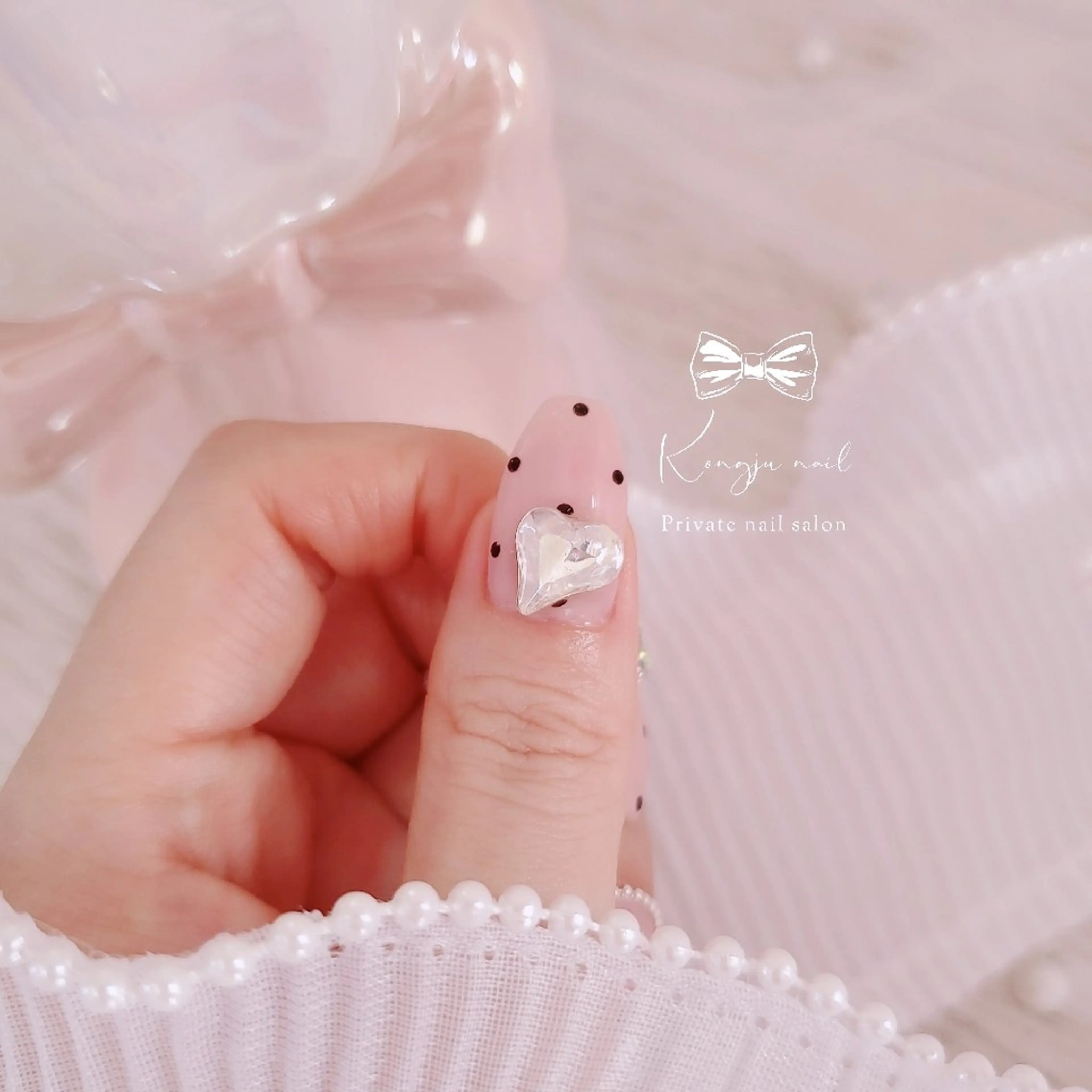 ネイル ハート ストーンネイル ハンドネイル Kongju  nailのネイルデザイン