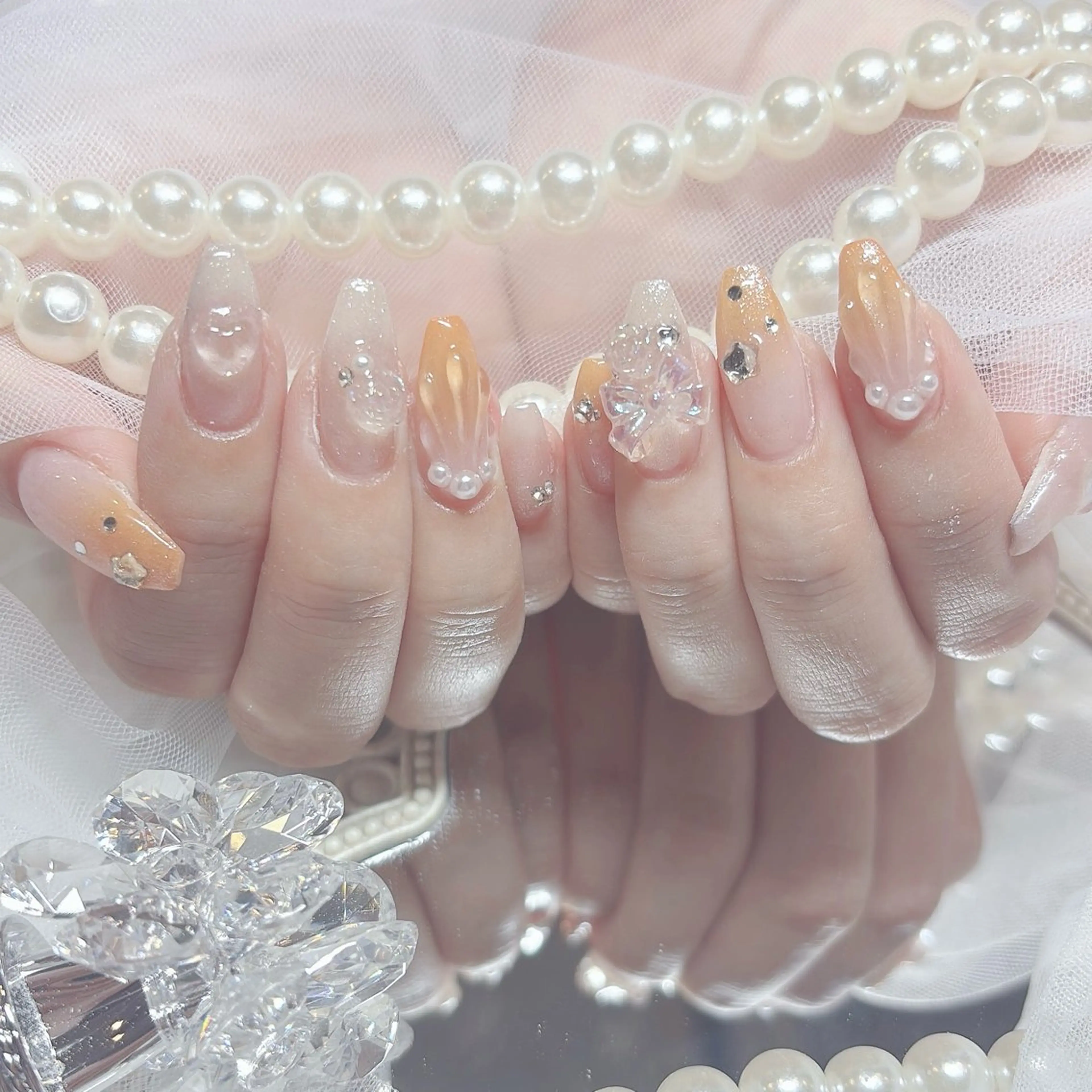 ネイル オレンジ ぷっくりネイル ハンドネイル aba nail ♡ akuaのネイルデザイン