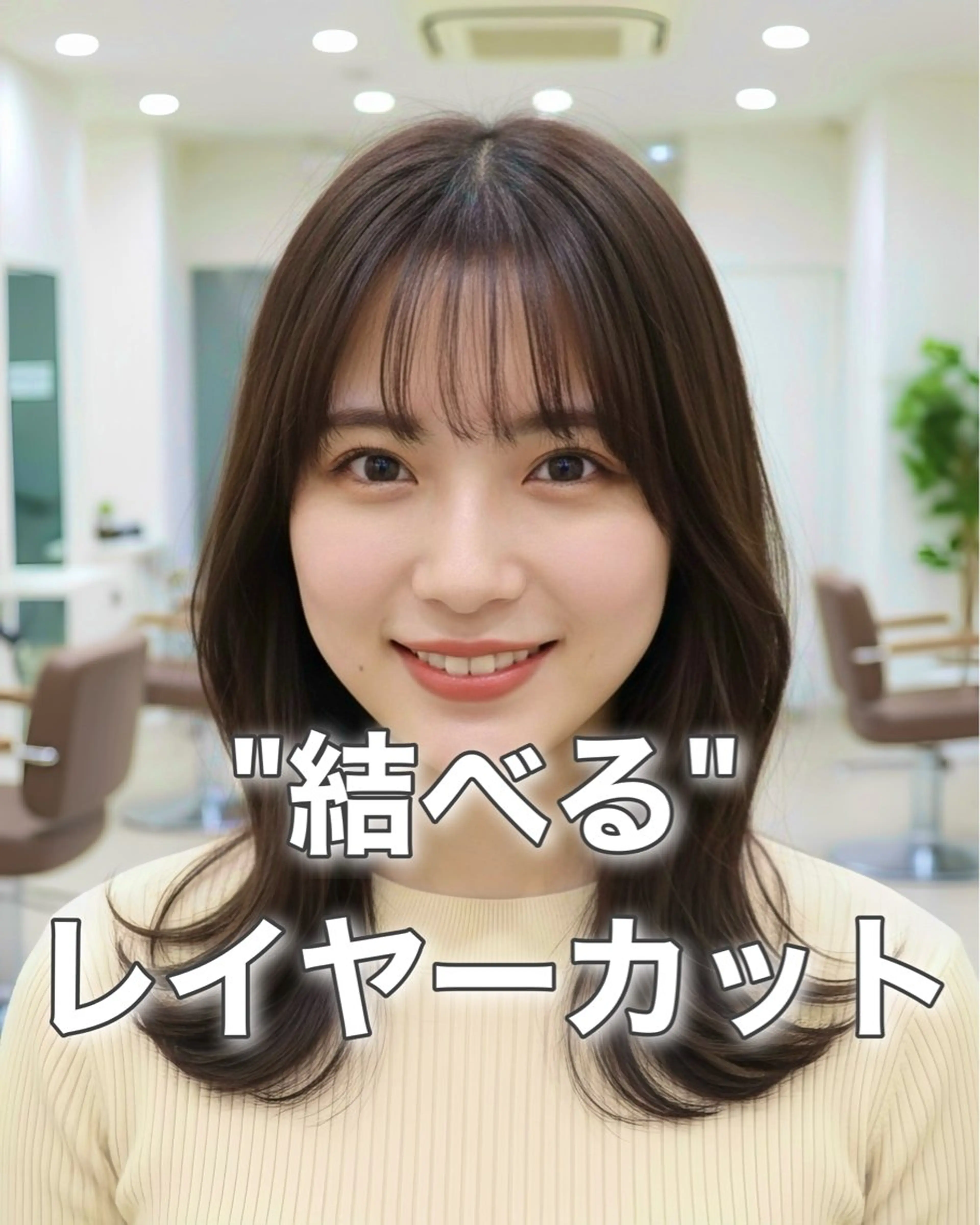 ミディアム カラー レイヤーカット カット ヘアカラー トリートメント 顔まわり/似合わせひ し形シルエット/難波のヘアスタイル