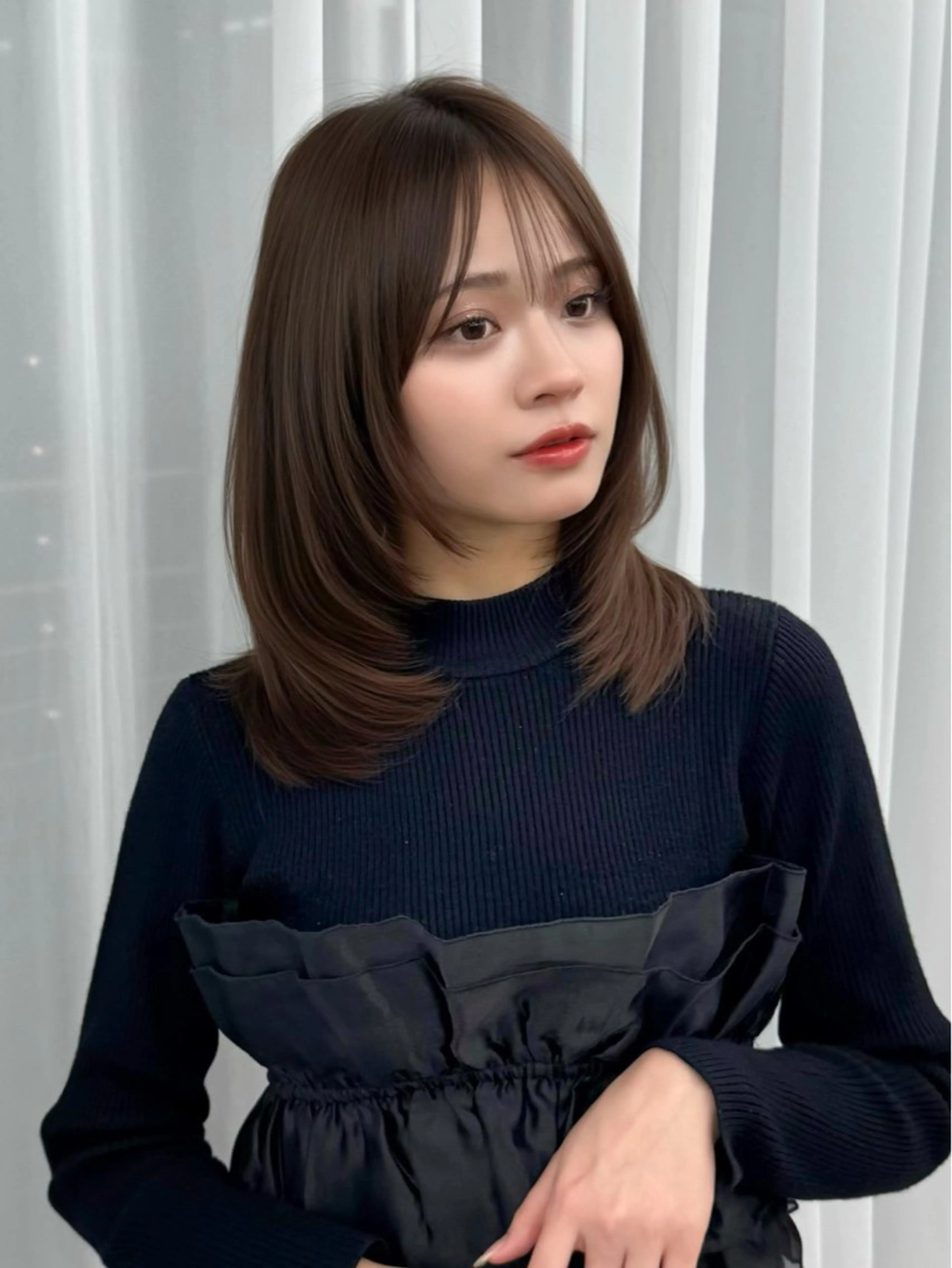 ミディアム カラー ヘアアレンジ カット ヘアカラー トリートメント 最小顔周り&レイヤー 特化/池袋/kokiのヘアスタイル