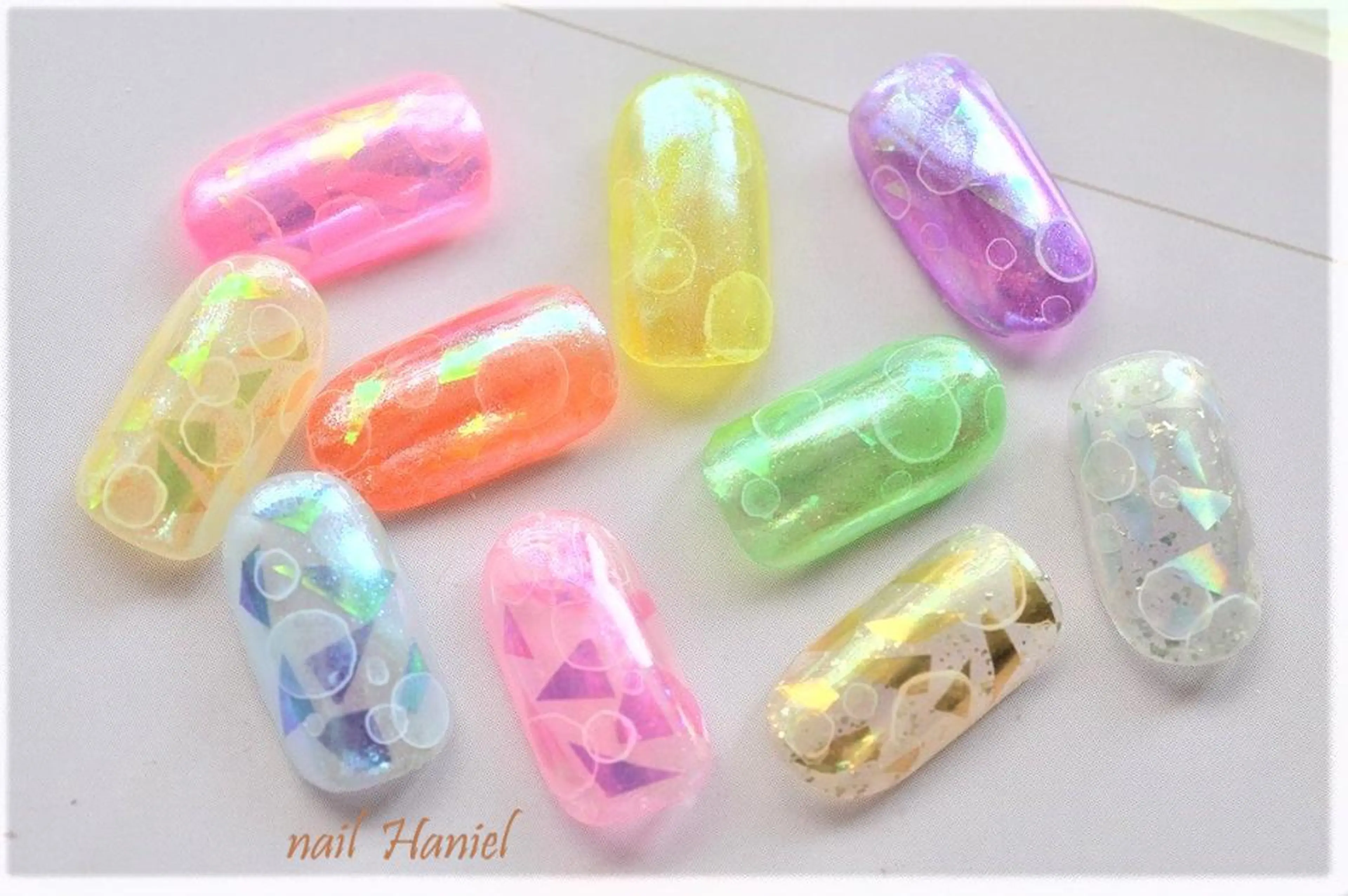 ネイル アートネイル フットネイル ジェルネイル 氷ネイル・うるうるネイル nail Haniel所属・半蔵門サロンハニエル 魅神 ちよのネイルデザイン