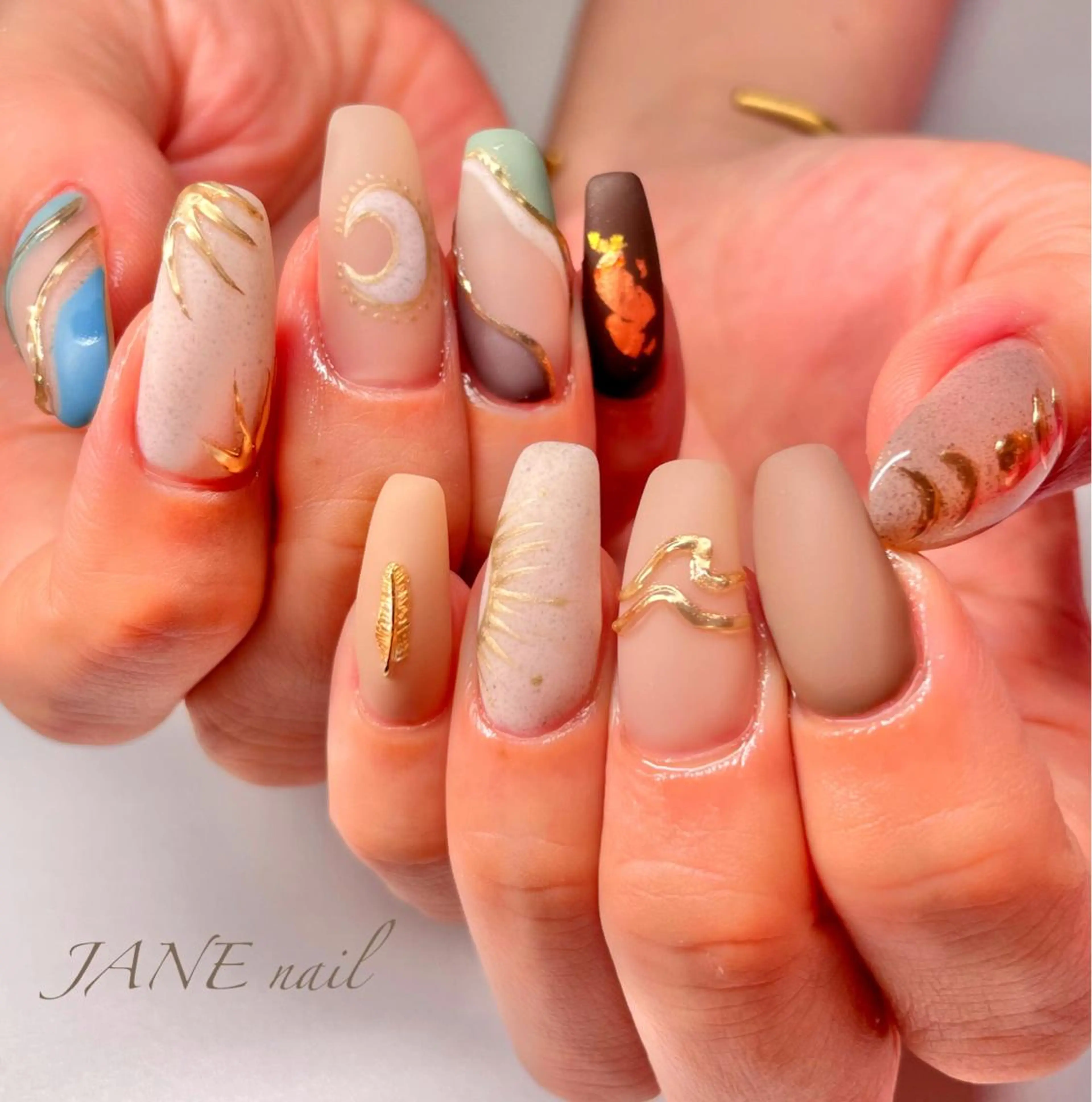 ネイル ブラウン フットネイル 大理石ネイル(マーブル) マットネイル ニュアンスネイル ハンドネイル Nail Salon JANEのネイルデザイン