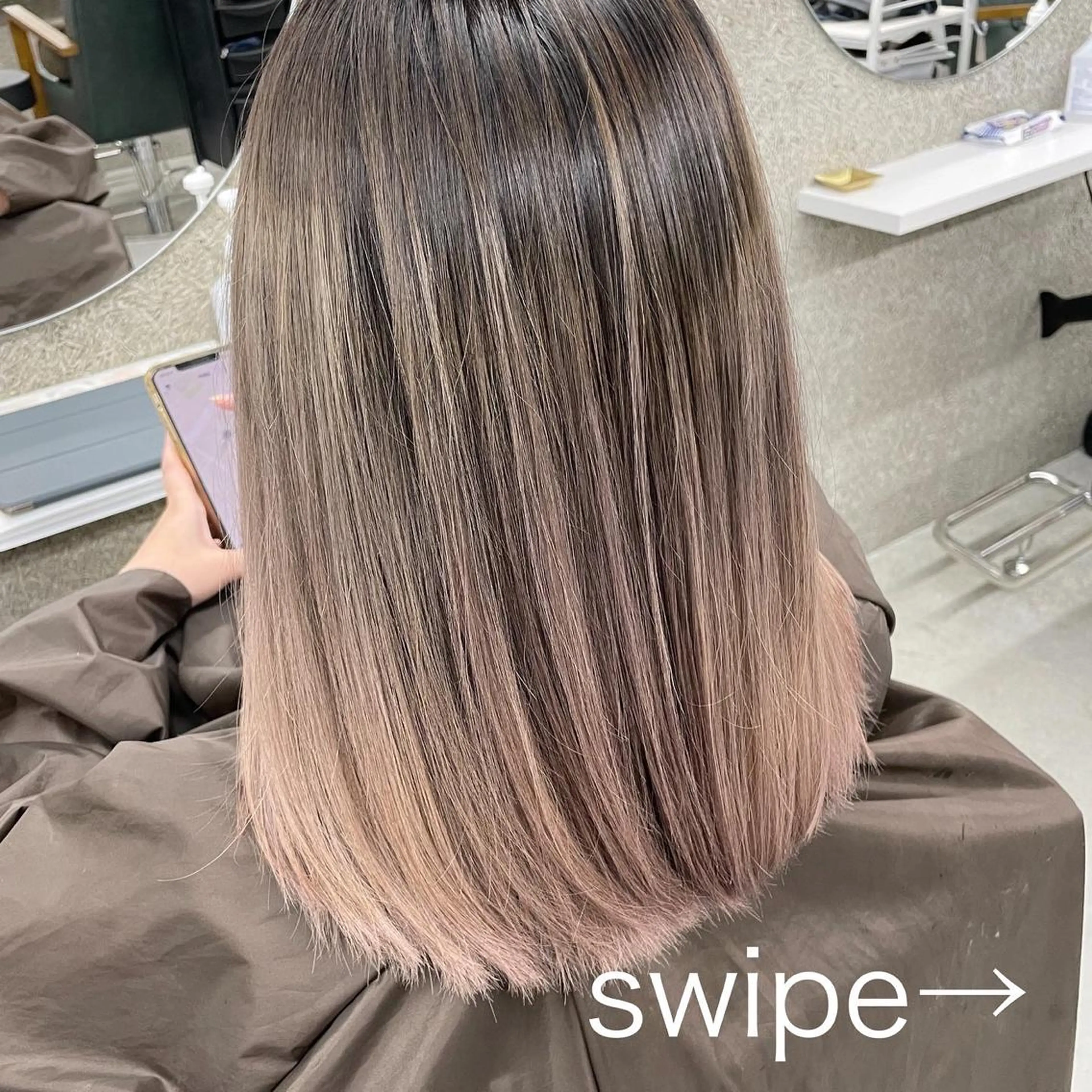 ミディアム カラー ヘアカラー トリートメント Lull (シェアサロンReco VIProom)所属・Lull1人美容室 バレイヤージュのヘアスタイル