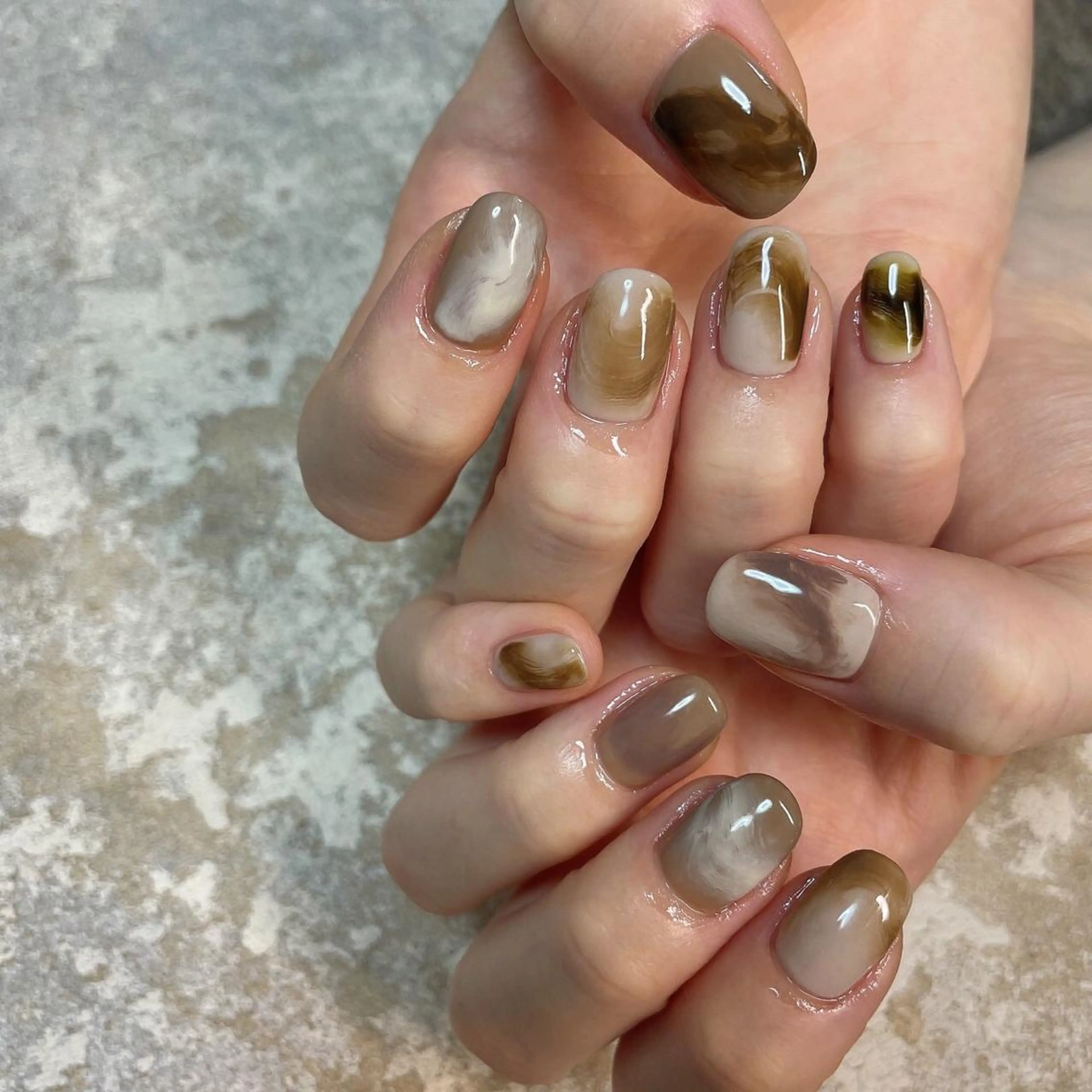 ネイル ブラウン ハンドネイル lilbondir. chiharuのネイルデザイン