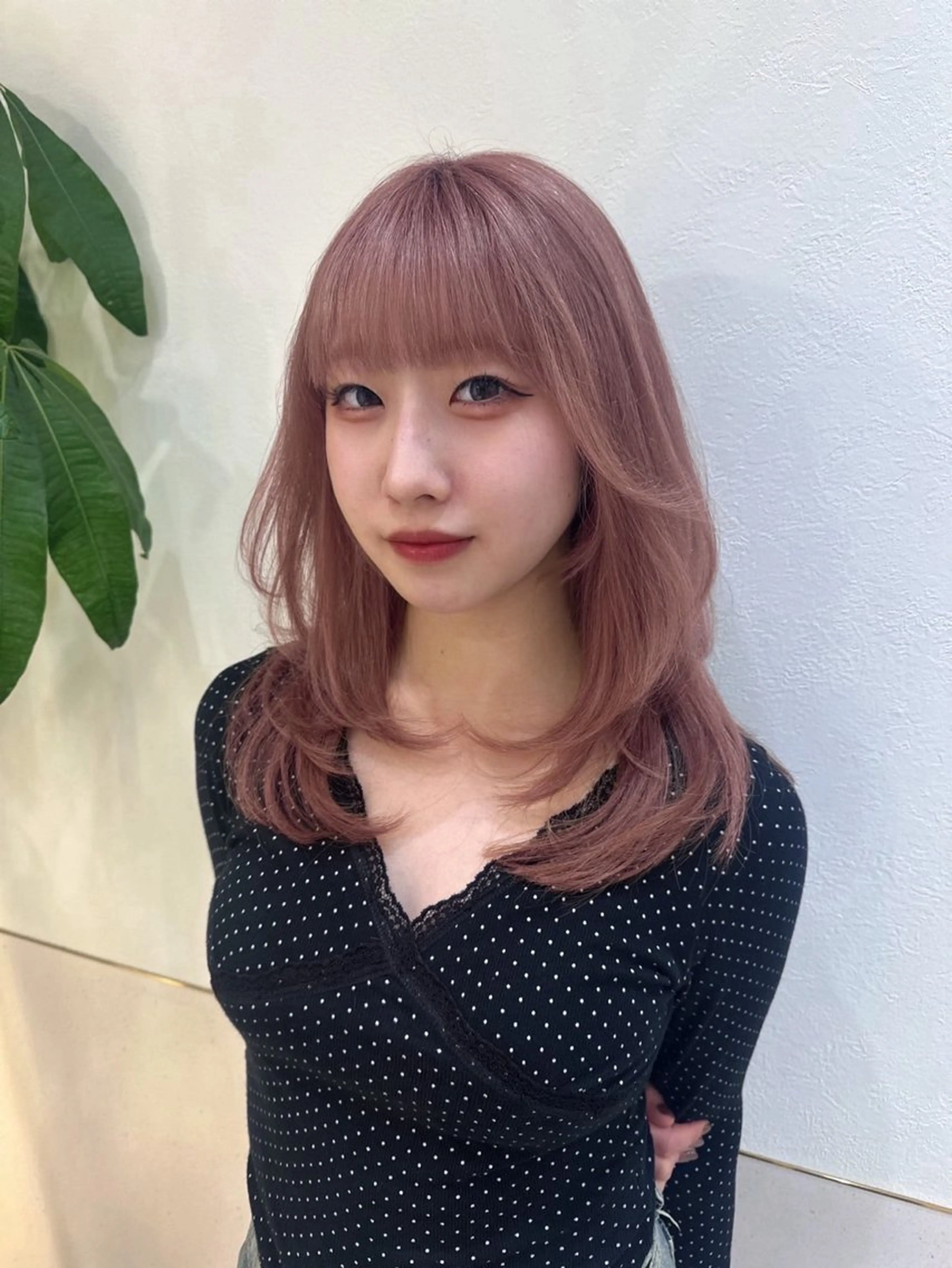 セミロング カラー ハッシュカット レイヤーカット カット 韓国/ワンホン/新宿 レイヤー/リョウヤのヘアスタイル