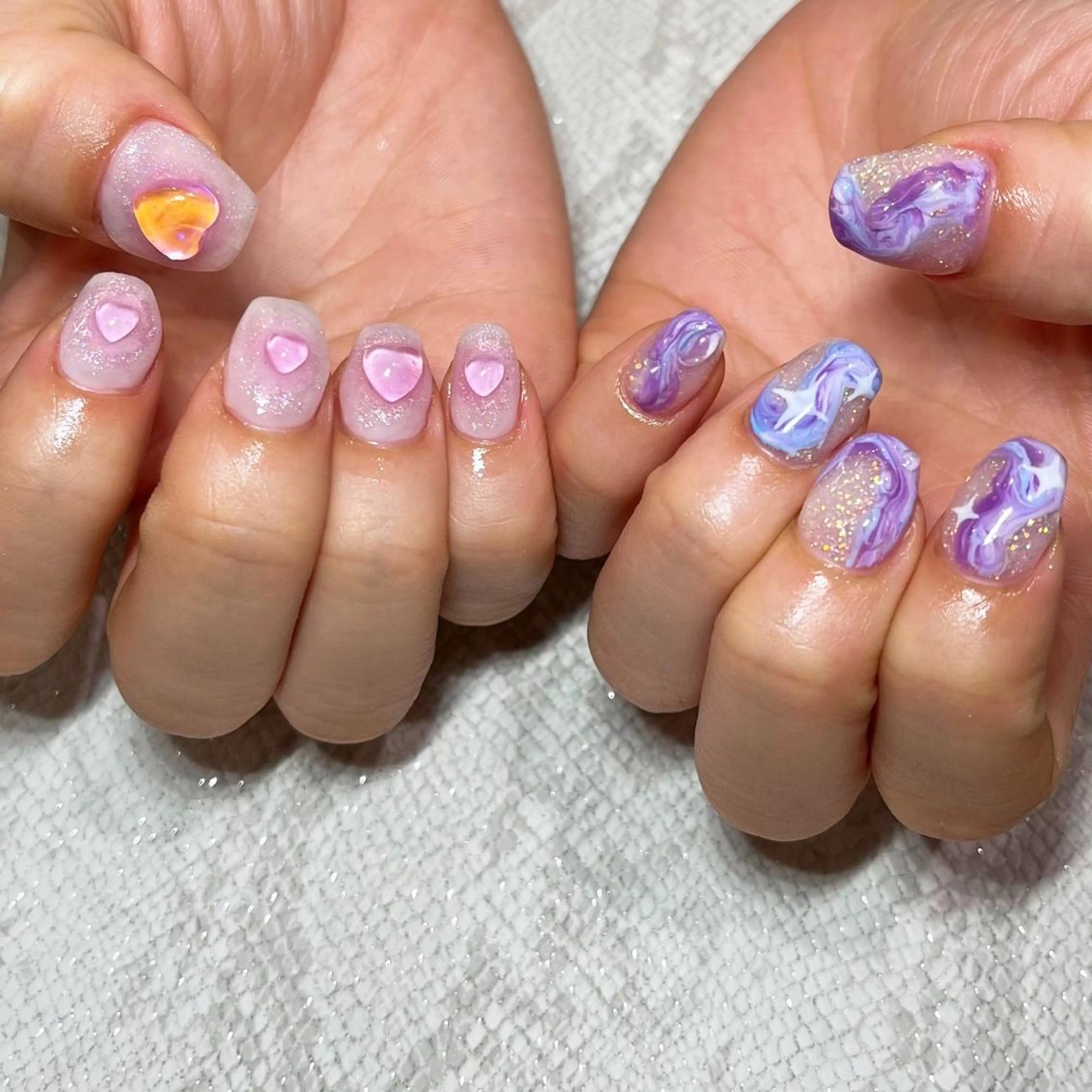 ミディアム カラー パーマ ヘアアレンジ メンズ キッズ ネイル マツエク・マツパ アイブロウ メンズ韓国風 韓国風マツエク 韓国風ヘア オーロラネイル クリアネイル Salon Ｋのネイルデザイン