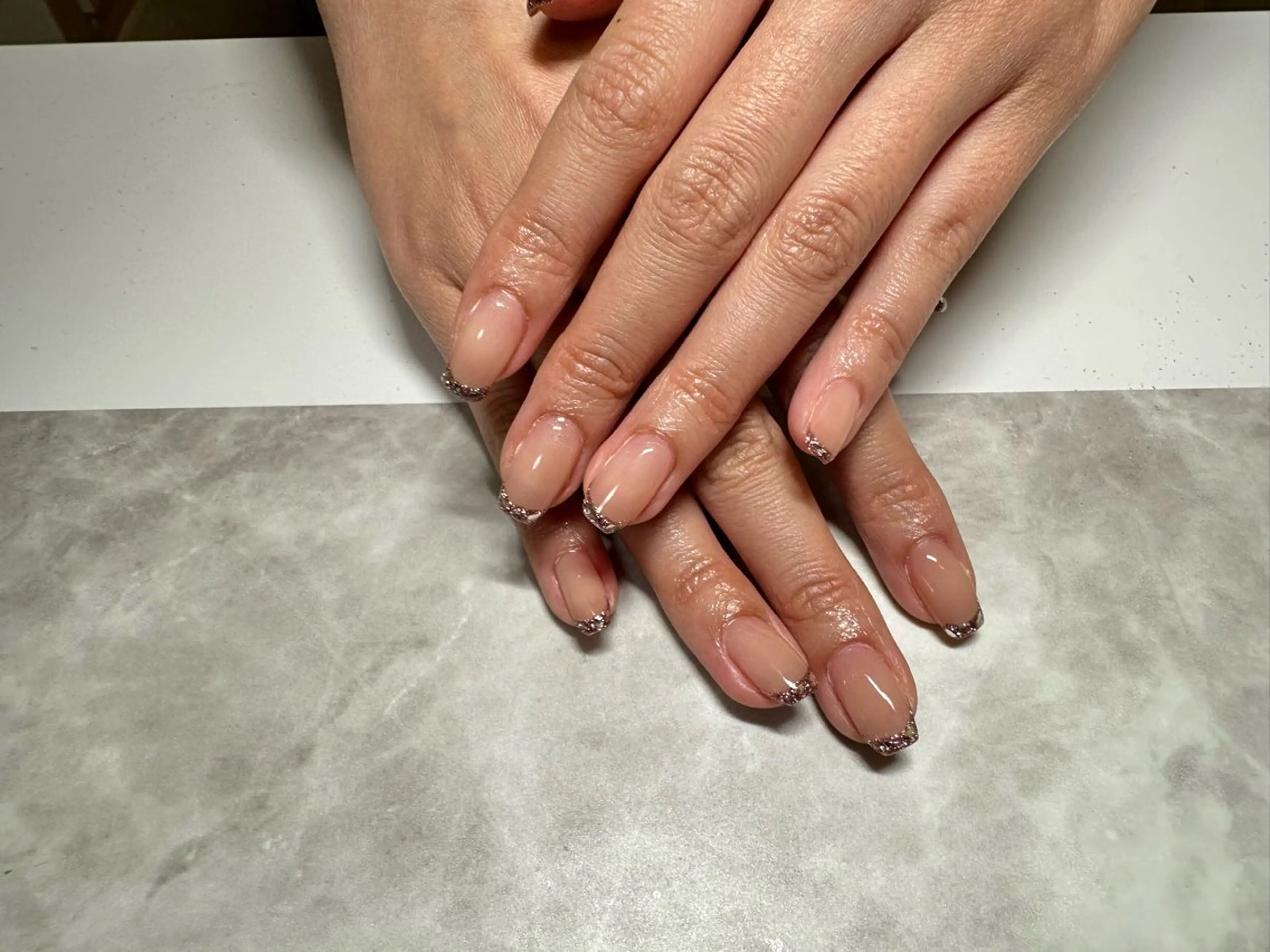 ネイル フレンチネイル ガラスフレンチ 【パラジェル・フィルイン】Nailsalon Merci東中野所属・Merci shigaのネイルデザイン