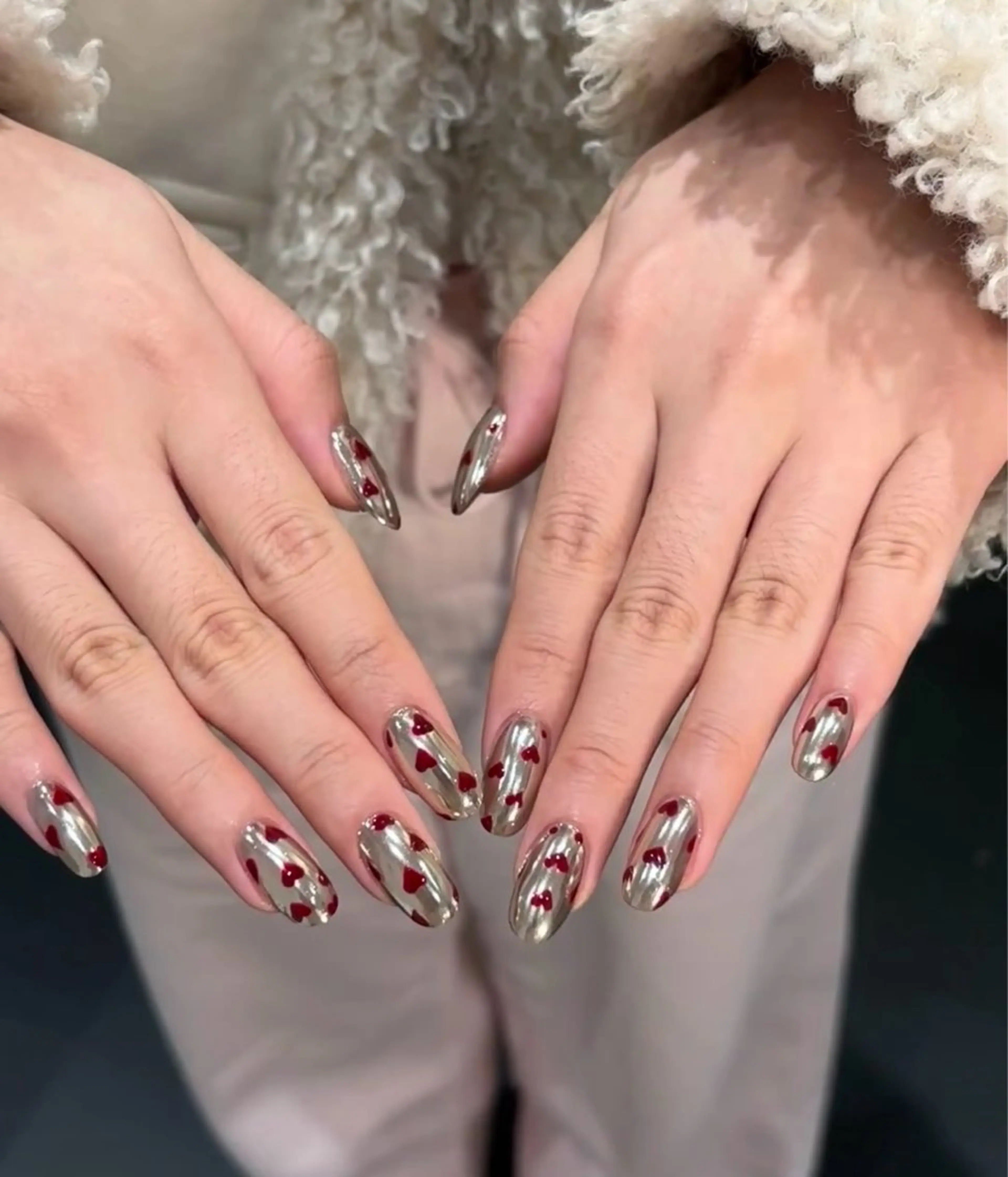 ネイル フラワーネイル フレンチネイル ジェルネイル ガラスフレンチ ハート ハンドネイル BabyYouMi nailのネイルデザイン