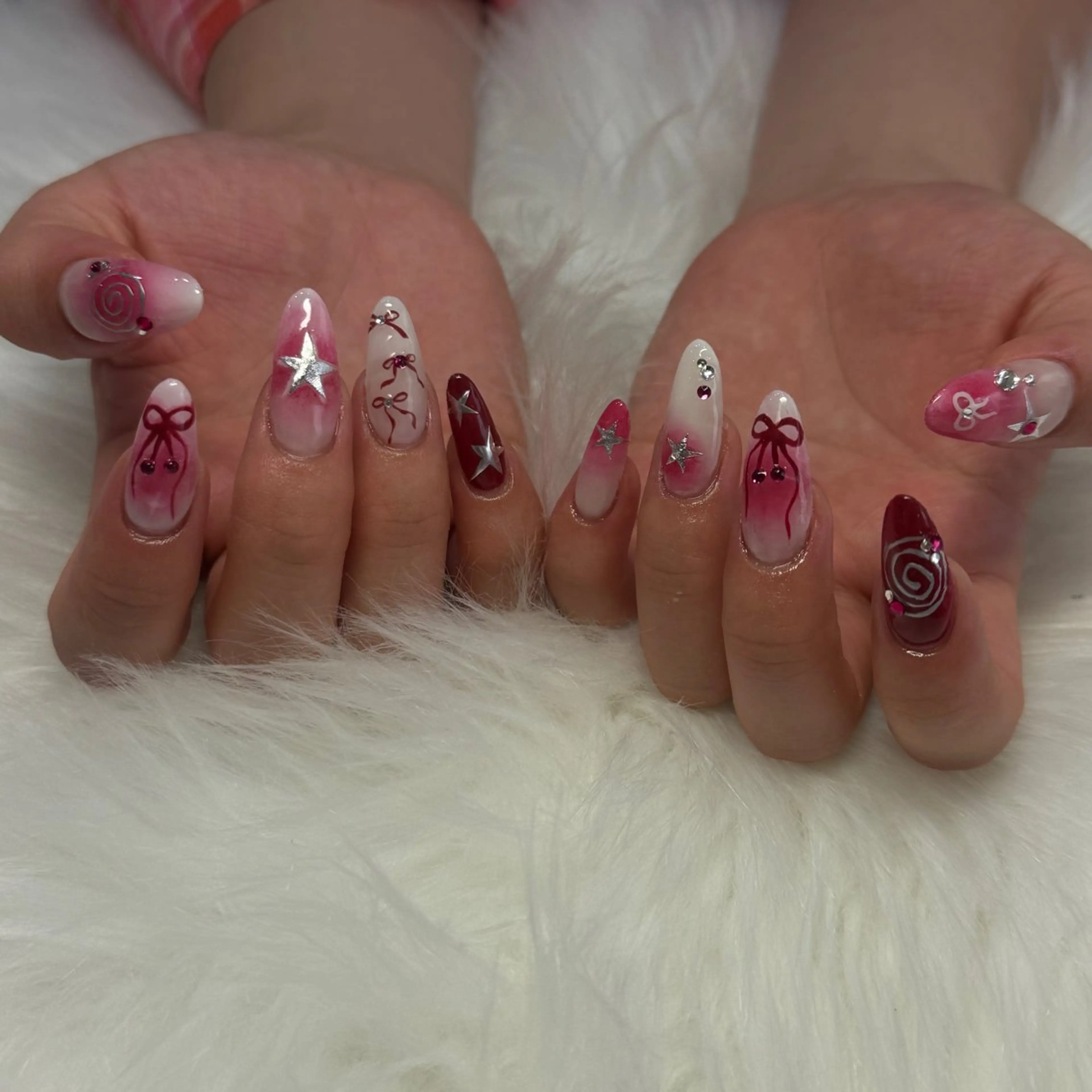 ネイル ハンドネイル ハンドケア 🎀うかん 🎀チップ長さ出しのネイルデザイン