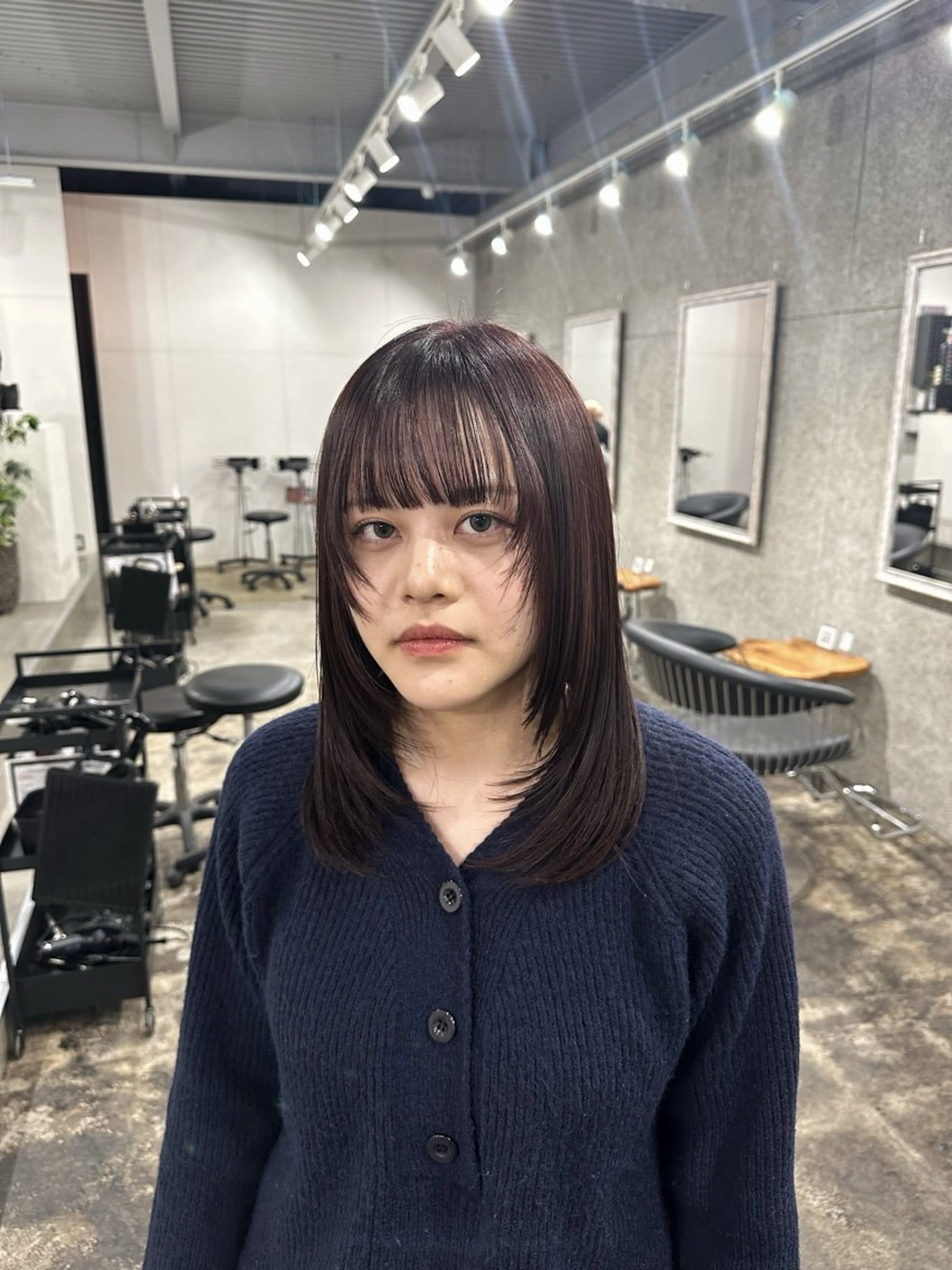 カラー レッドカラー Iwama momokaのヘアスタイル