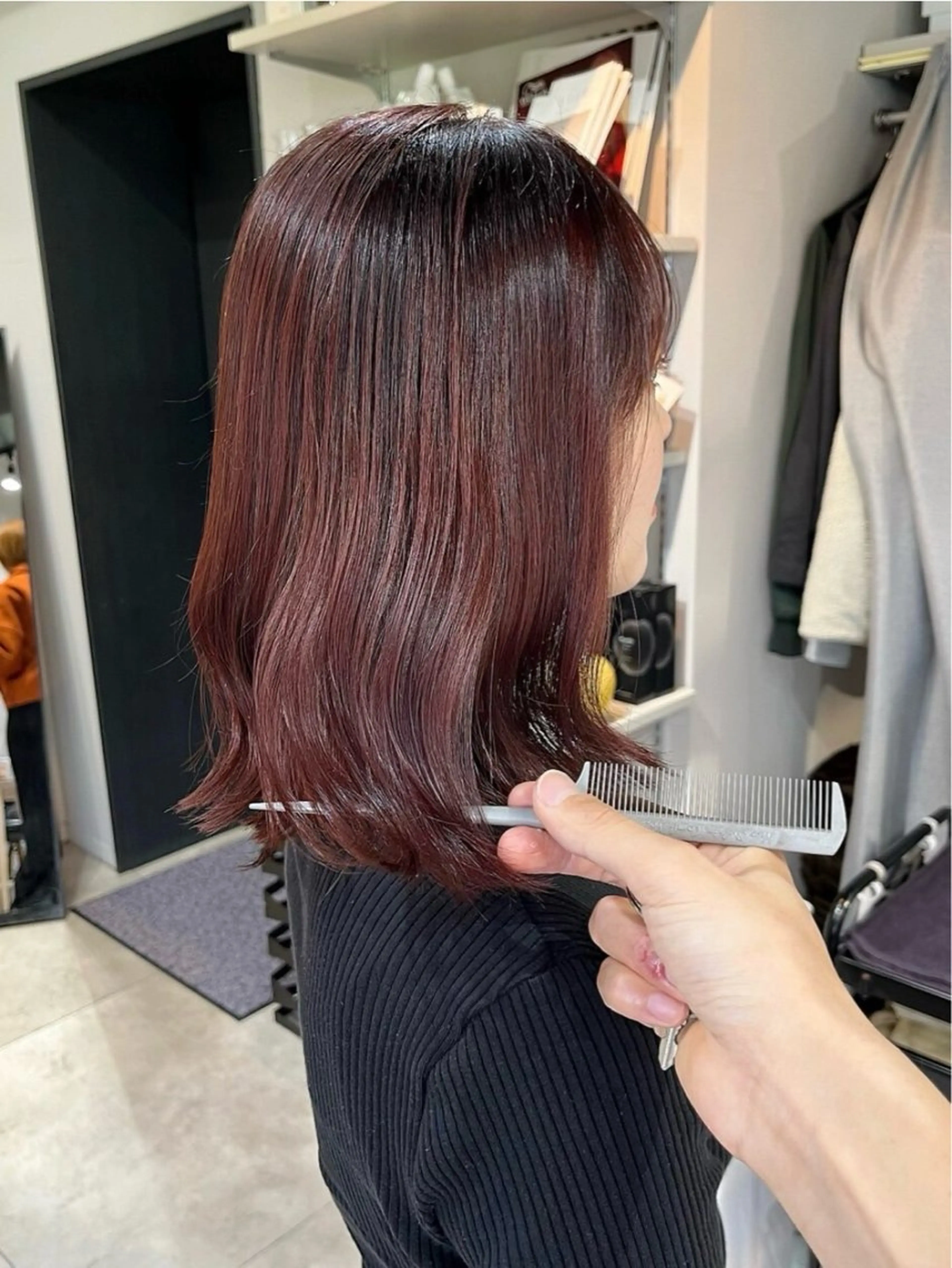ミディアム カラー ヘアカラー 半野 萌笑のヘアスタイル