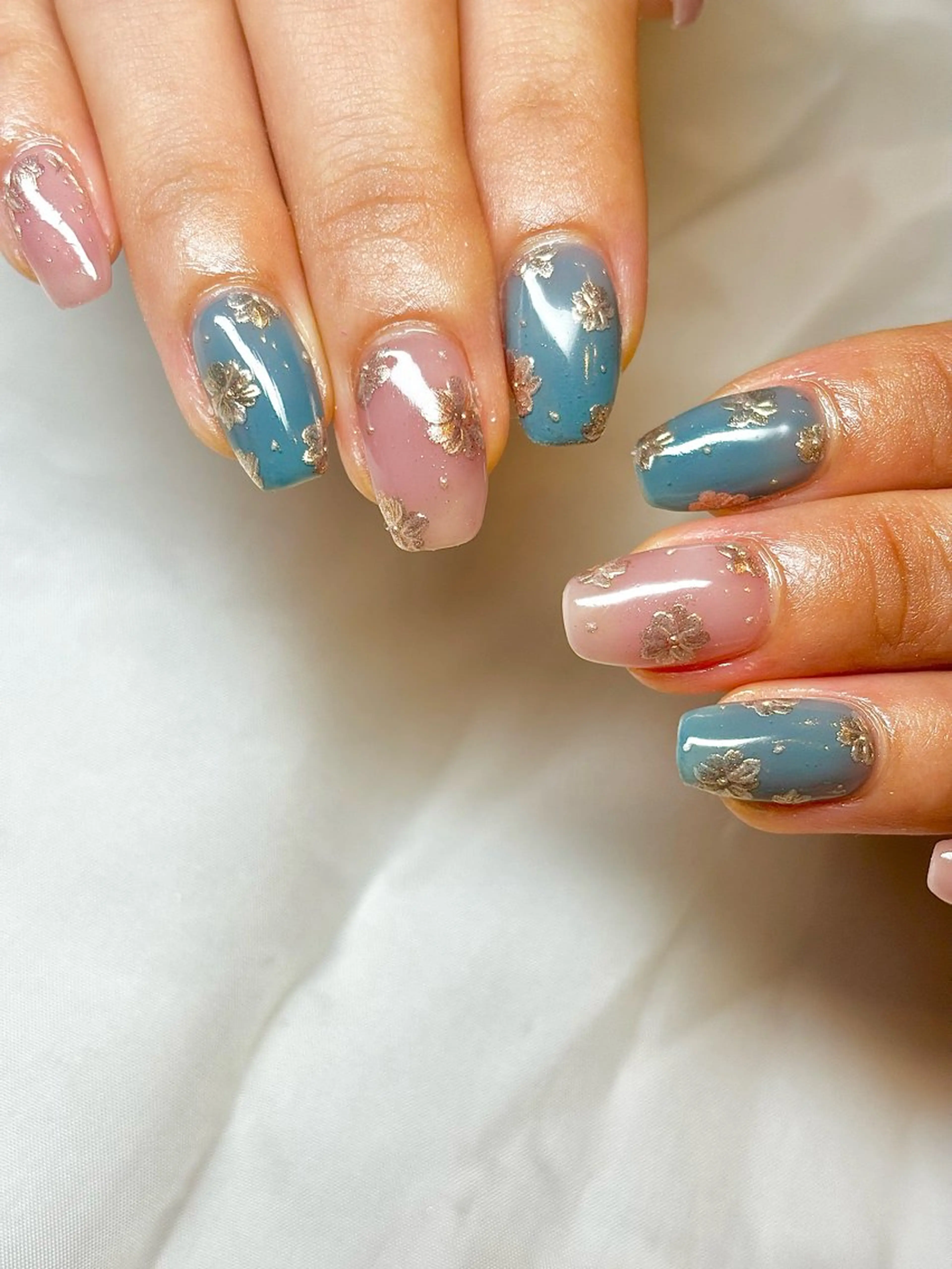 メンズ ネイル フラワーネイル ミラーネイル ハンドネイル ハンドケア nail&eye Aoのマツエク・マツパデザイン