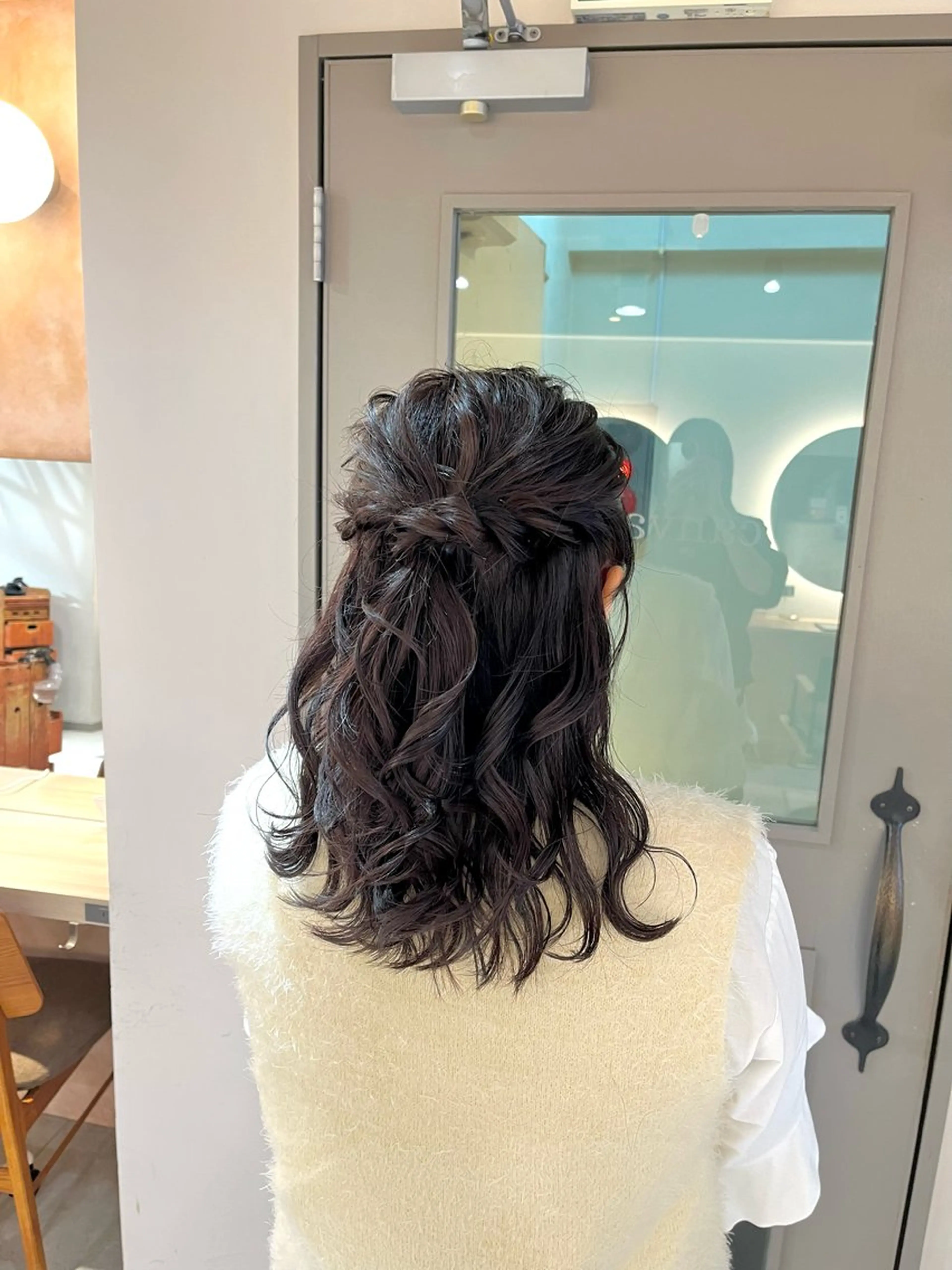 セミロング ヘアアレンジ ハーフアップ メンズカットモデル/ 横浜/佐藤桃香 🦥のヘアスタイル