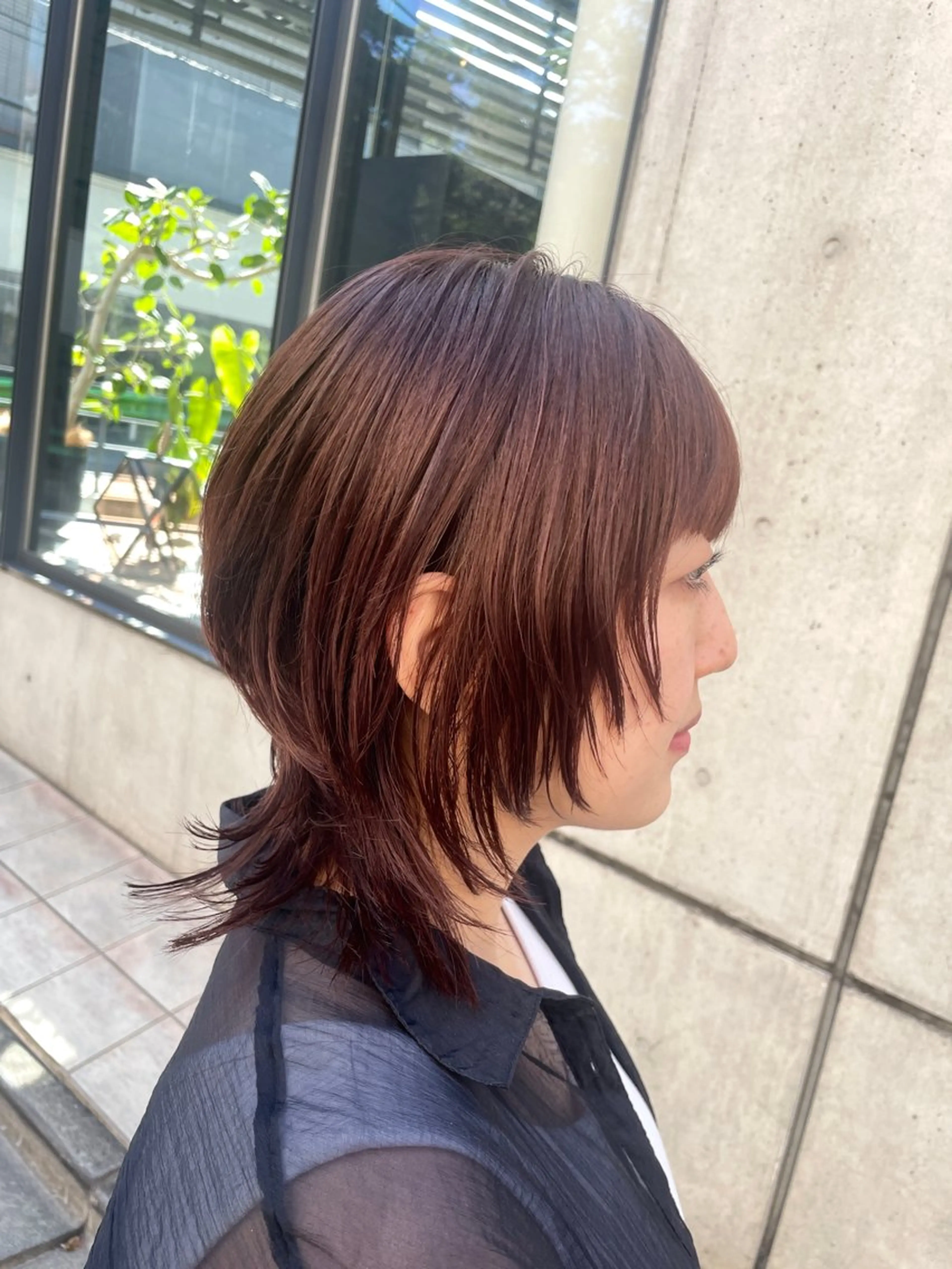ミディアム カラー ブリーチ ブラウンカラー ブリーチなしカラー レッドカラー レッドブラウン カット ヘアカラー トリートメント BEBE所属・ブリーチなし 透明感カラーKANAのヘアスタイル