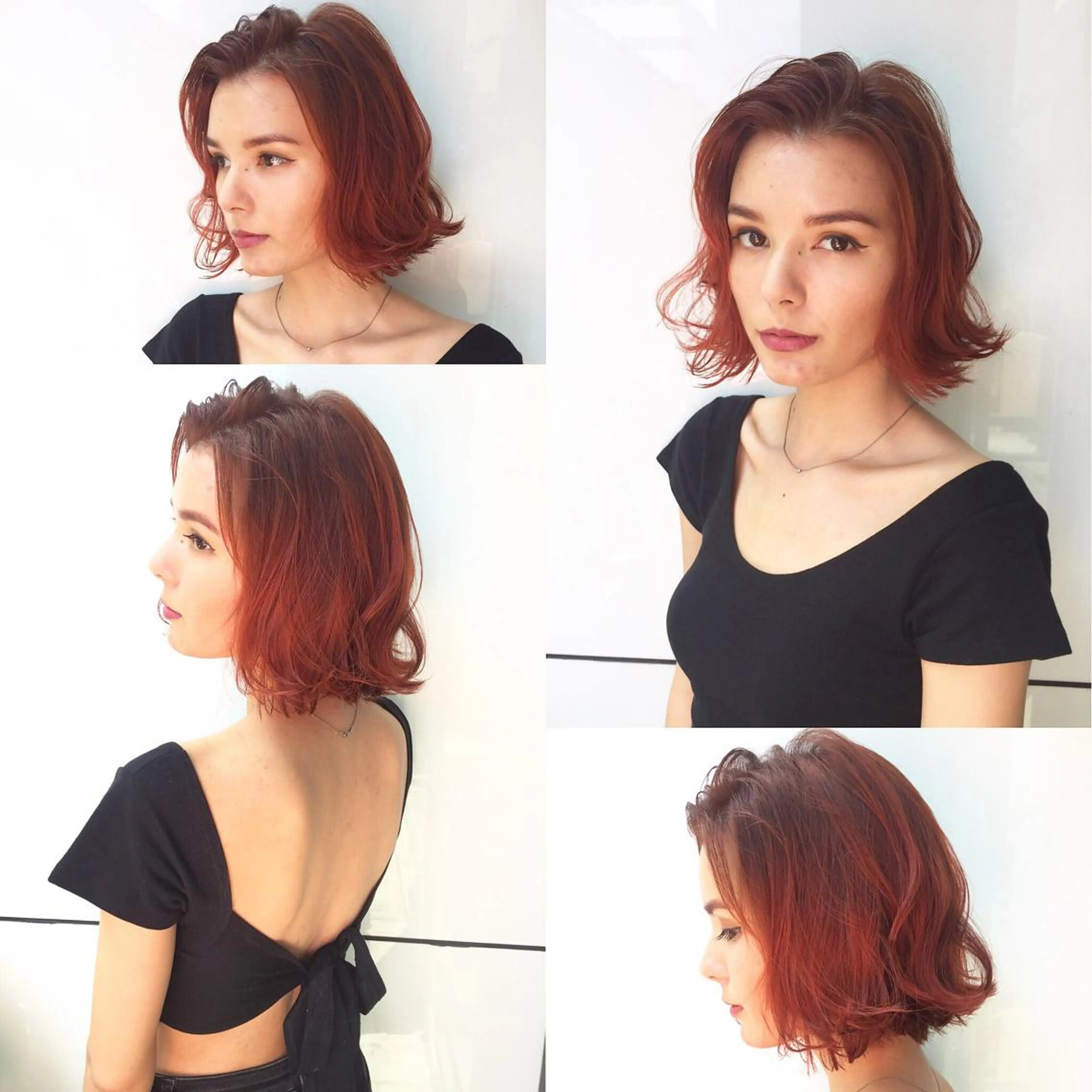 ミディアム カラー 切りっぱなしボブ グラデーションカラー レッドカラー ボブ Salon de MiLK所属・露木 啓介のヘアスタイル