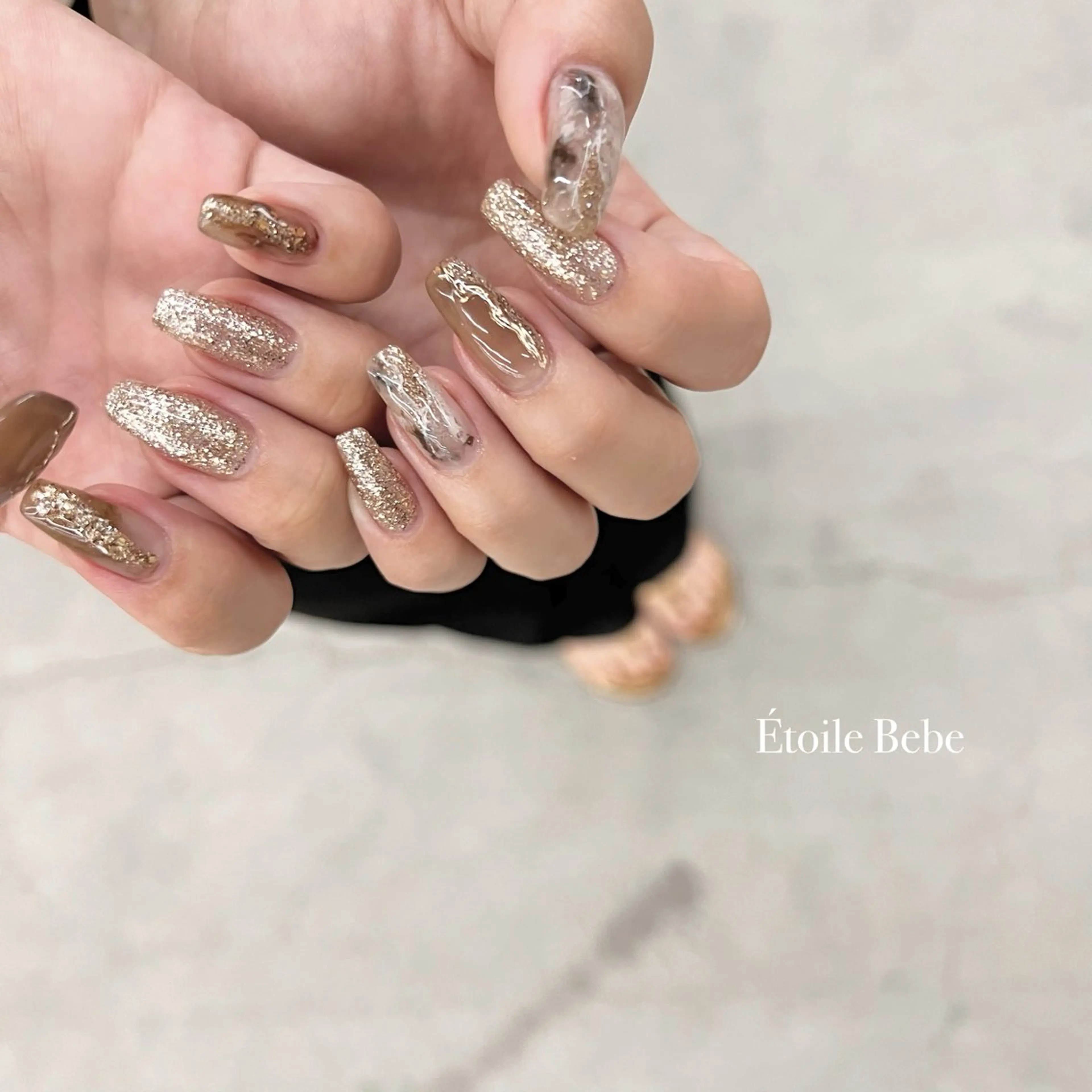 ネイル ブラウン 大理石ネイル(マーブル) ハンドネイル フットネイル Étoile Bebeのエステ・リラクイメージ