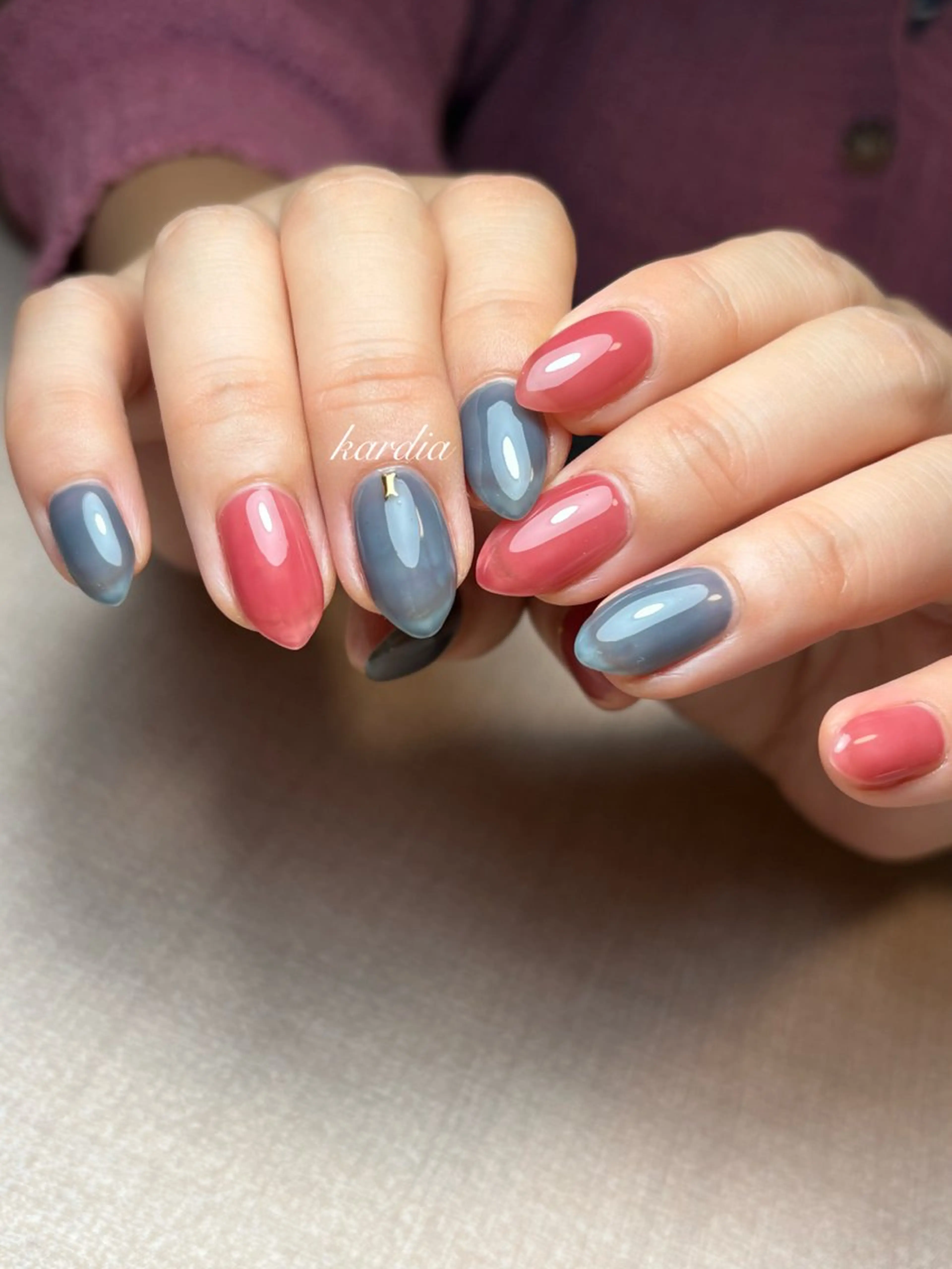 ネイル ハンドネイル καρδιά -ｶﾙﾃﾞｨｱ-のネイルデザイン