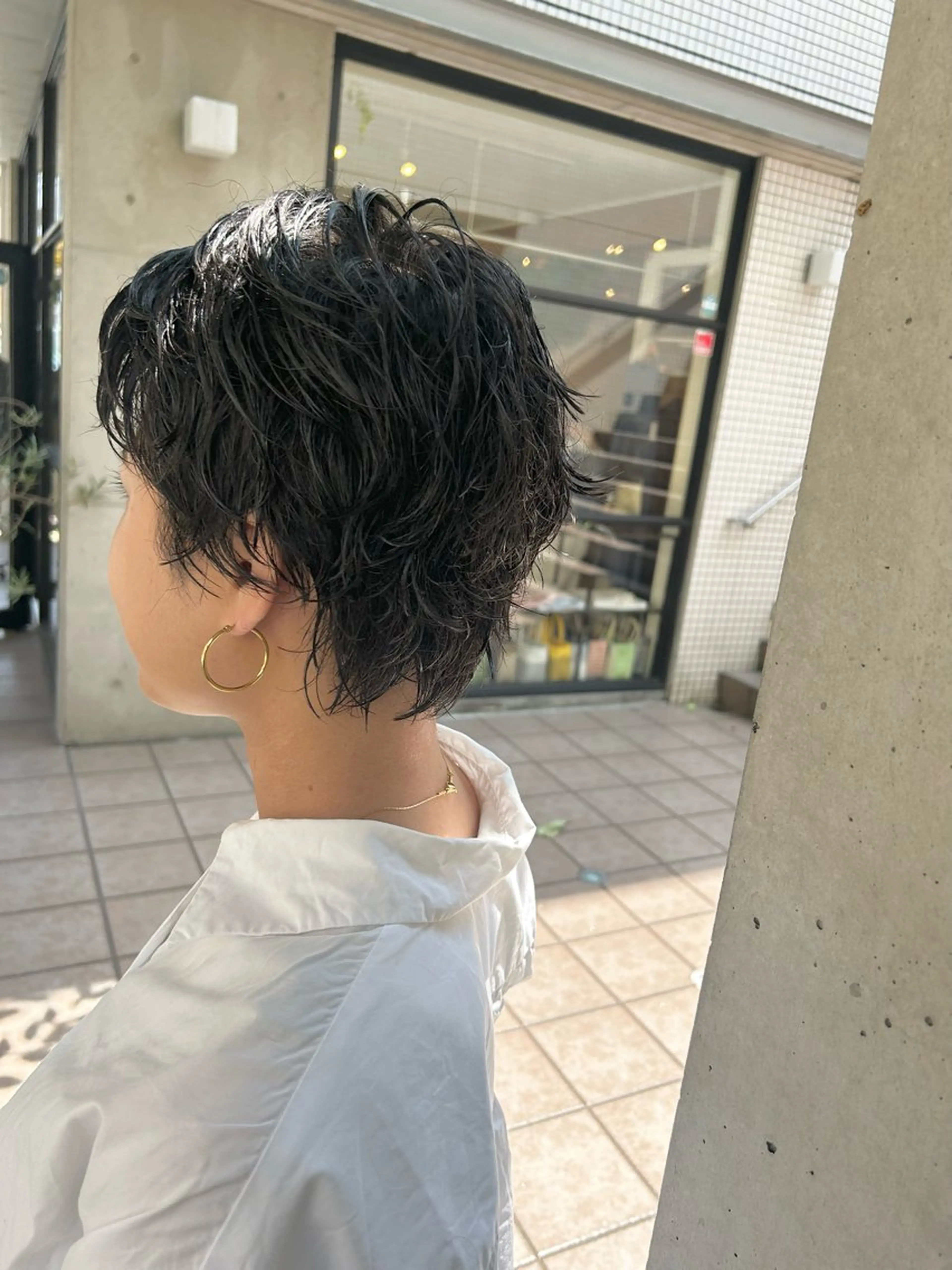 ショート パーマ ハイライトカラー/シ ョート/佐々木恵のヘアスタイル