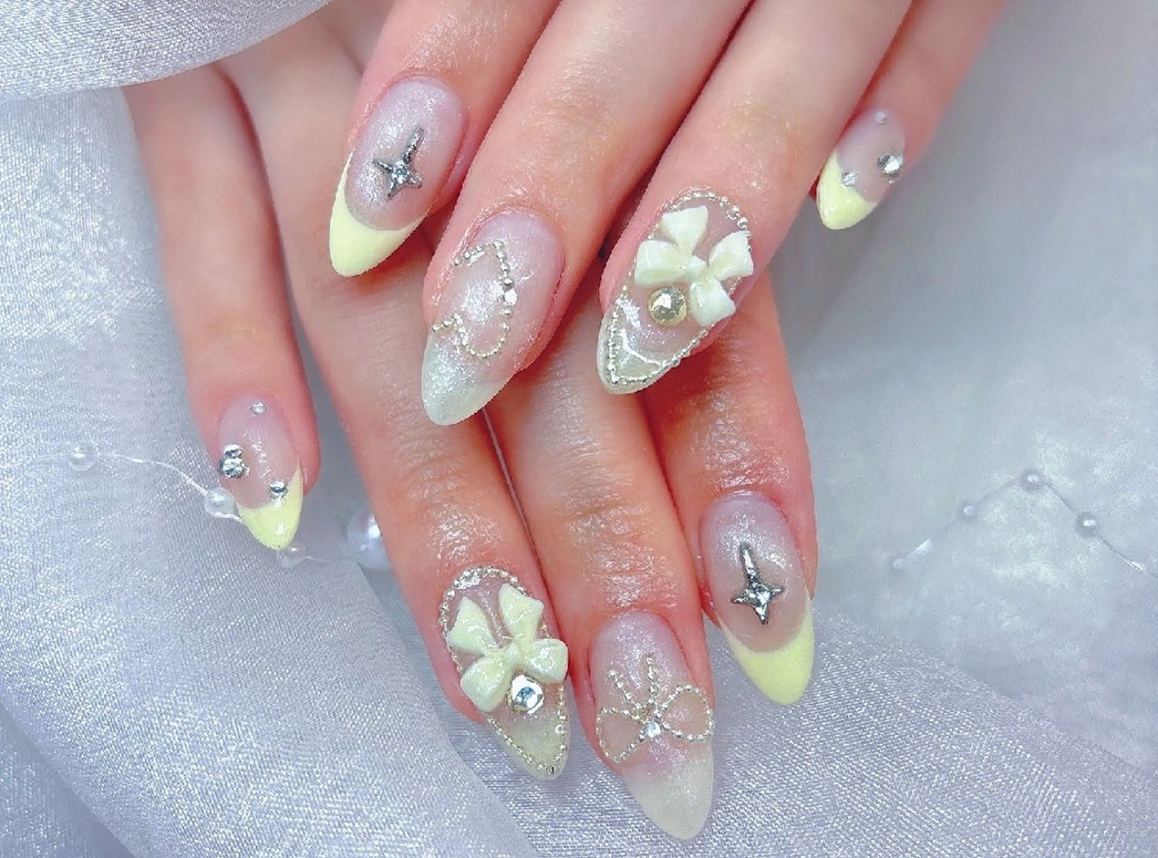 ネイル チークネイル 長さ出し フラッシュネイル フレンチネイル ジェルネイル Chouette Nailのネイルデザイン
