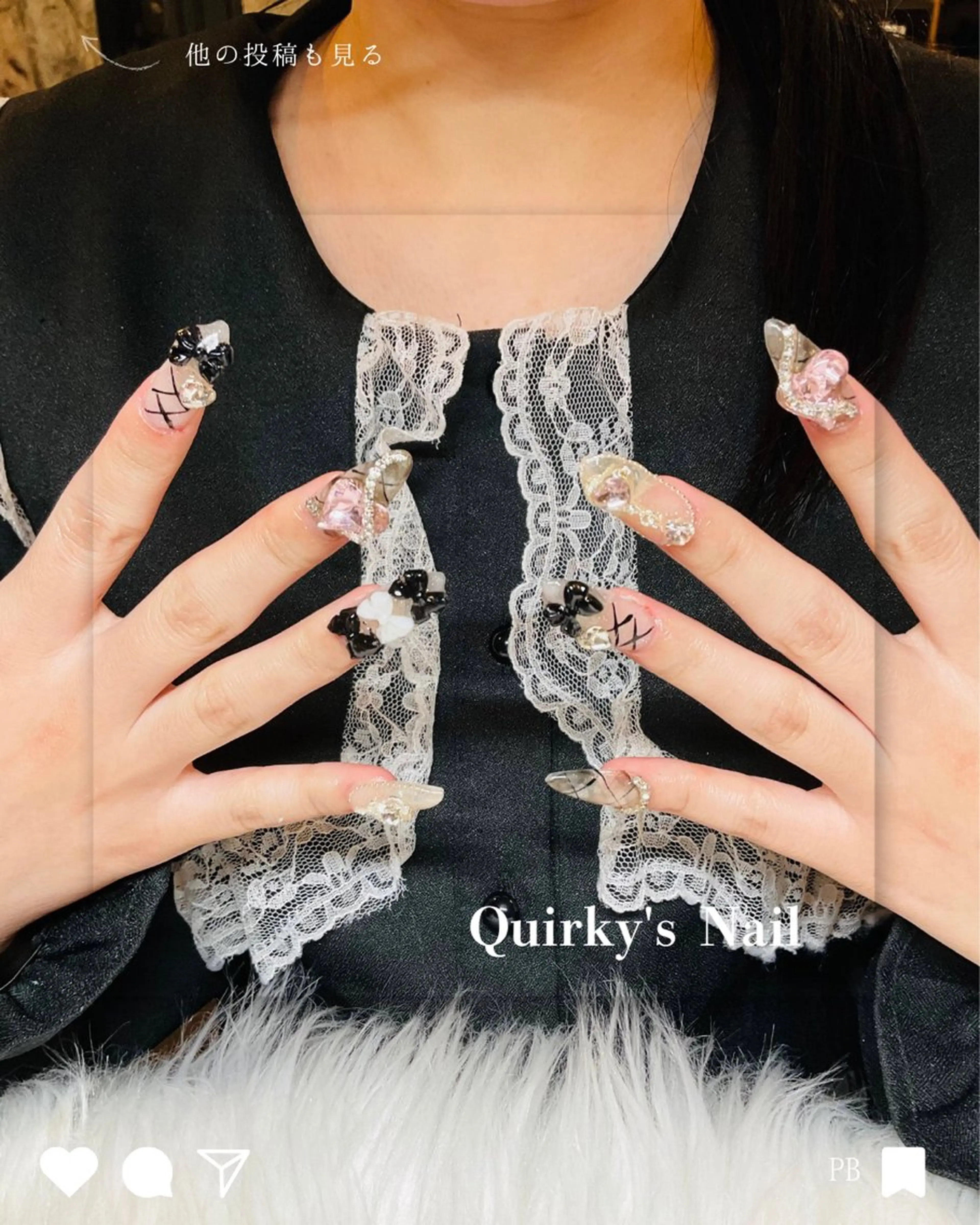 ネイル アートネイル 長さ出し ラメ(グリッター) ロングネイル スカルプネイル QuirkysOne 【24H営業中】のネイルデザイン