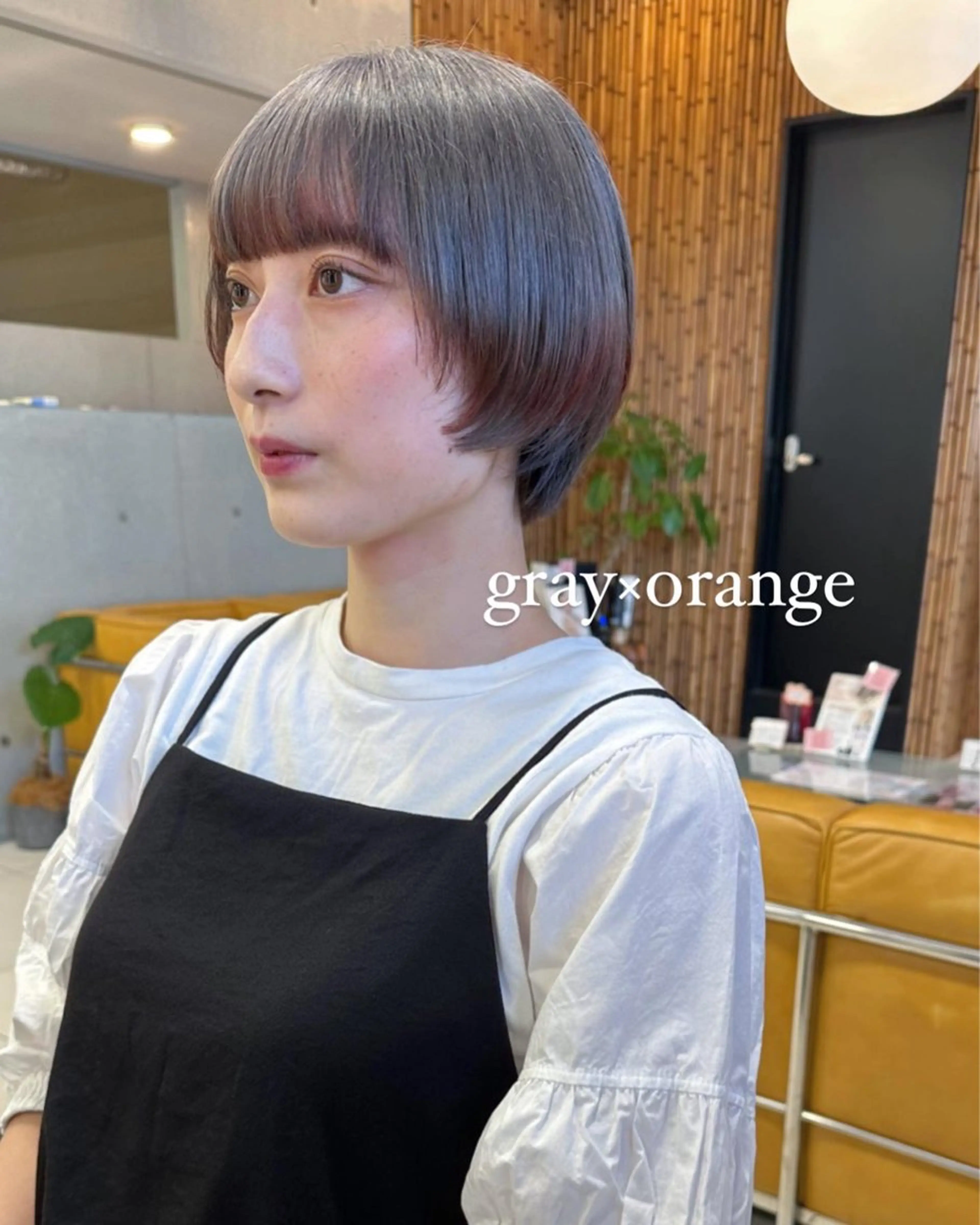 ショート カラー 顔まわりレイヤー レイヤーカット ショートヘア ワイドバング カット ヘアカラー トリートメント 山下恋佳/矢場町/ ブリーチ/ショートのヘアスタイル