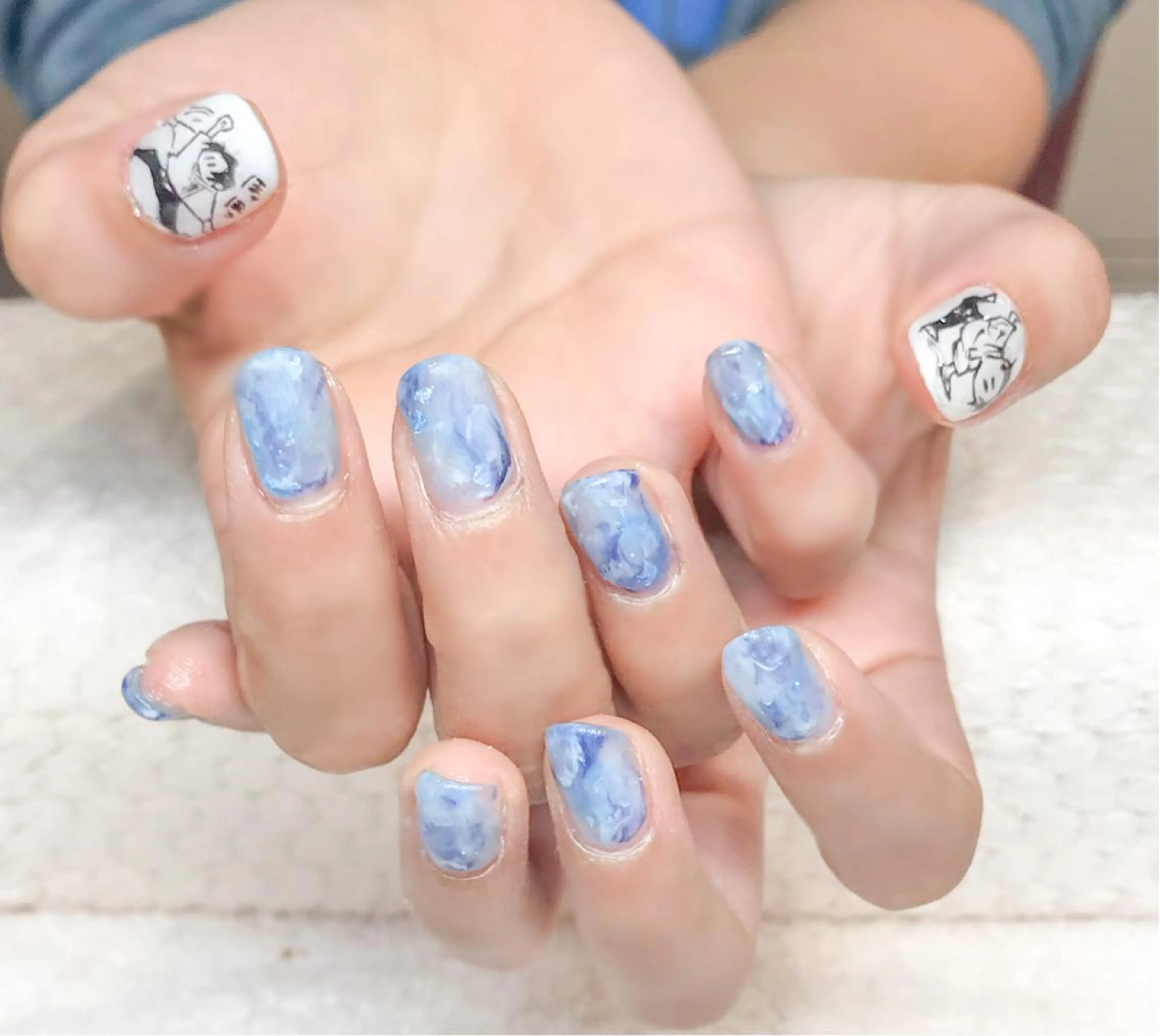 ネイル ブルー ジェルネイル 夏ネイル Nyanco Nailのネイルデザイン