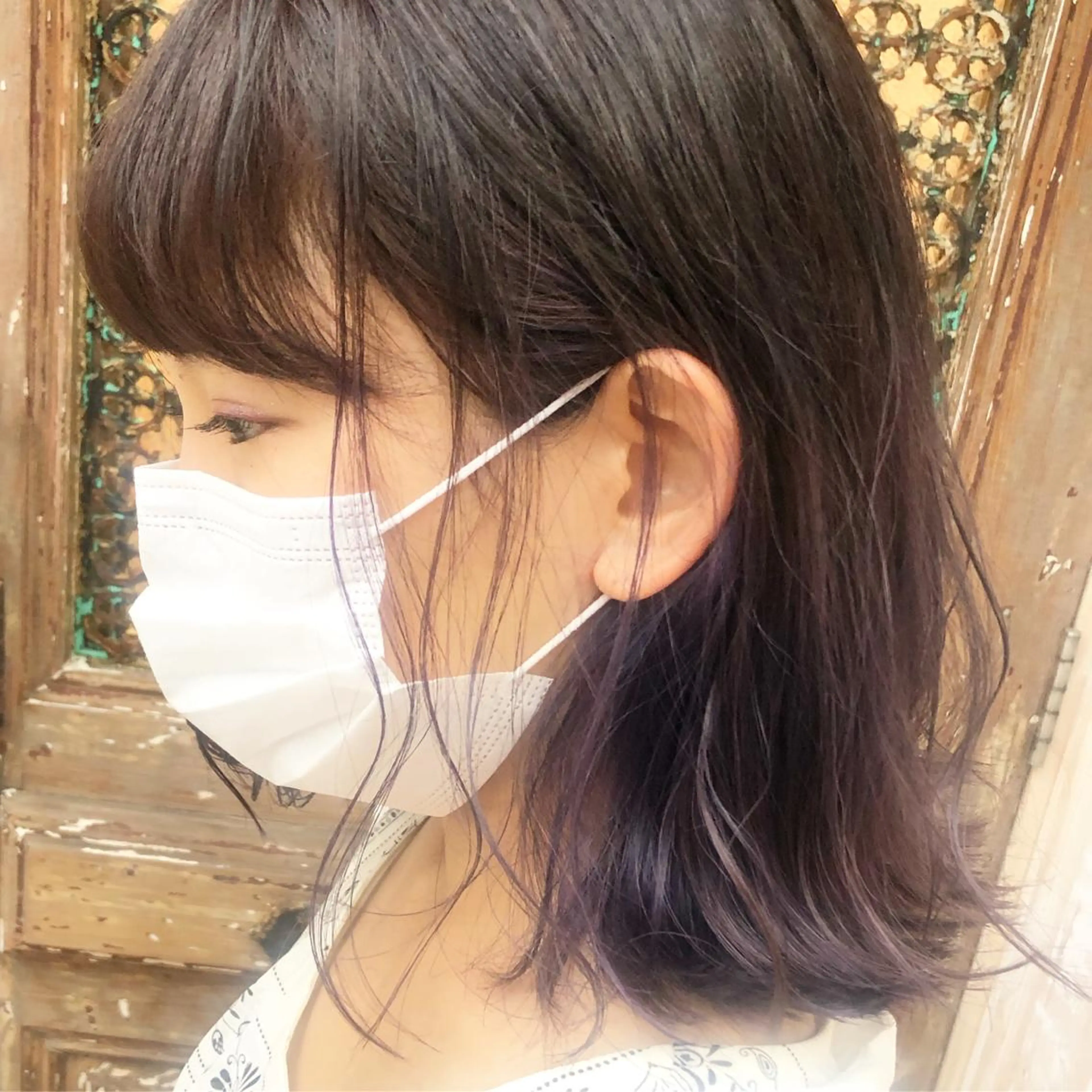 ミディアム カラー バレイヤージュ ブリーチ 透明感カラー ラベンダーカラー レイヤーカット 舘野 太嘉宏のヘアスタイル