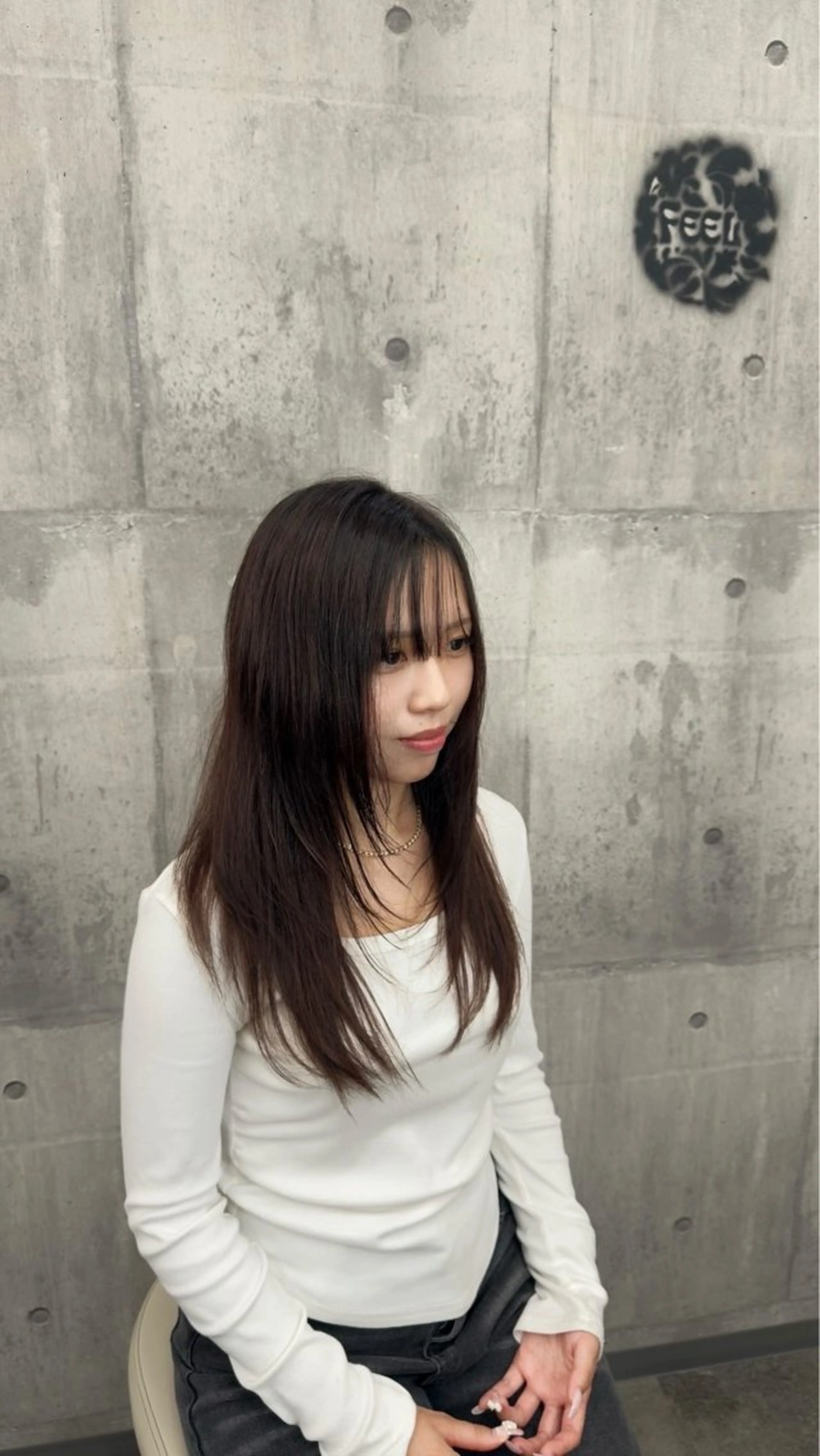 レイヤーカット+ワンカラー+髪質改善トリートメントの写真