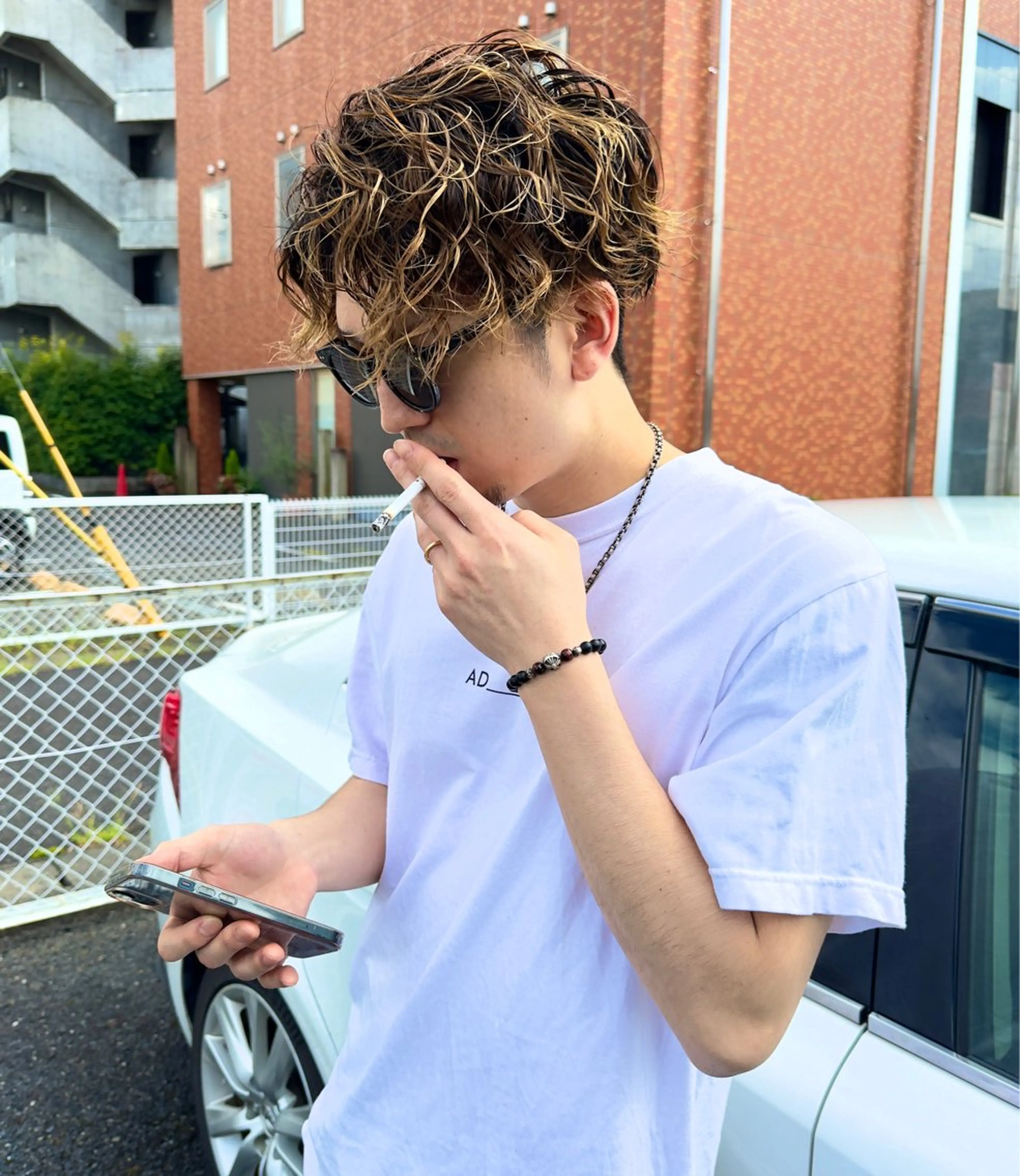 ショート メンズ メンズバレイヤージュ メンズパーマ レイヤーカット カット ヘアカラー パーマ 阪本祥樹/ハイライト /バレイヤージュのヘアスタイル