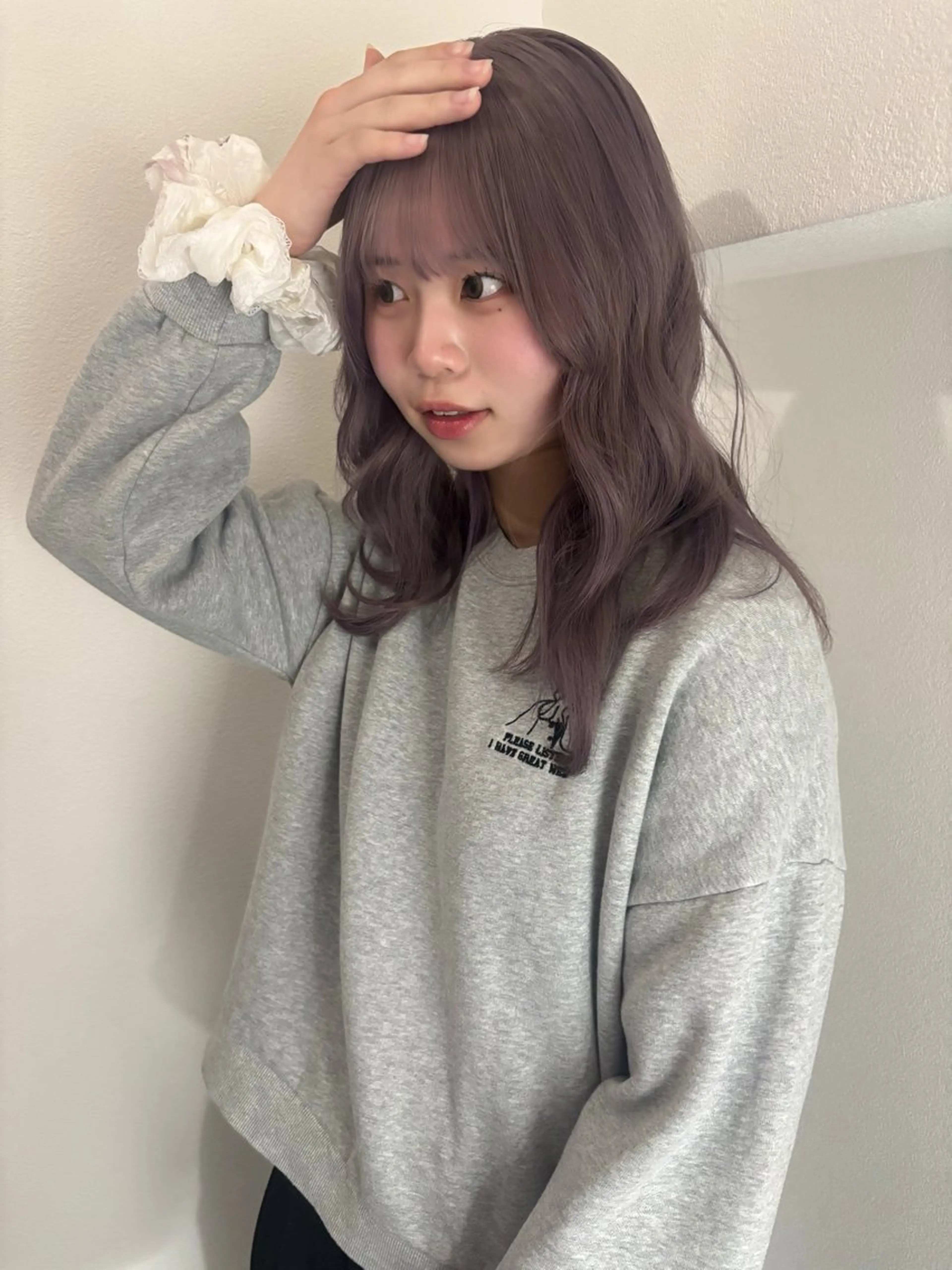セミロング カラー グレージュ ラベンダーカラー ヘアカラー トリートメント MONIQA sakae所属・hina/ハイトーン /ピンクカラー🎀のヘアスタイル