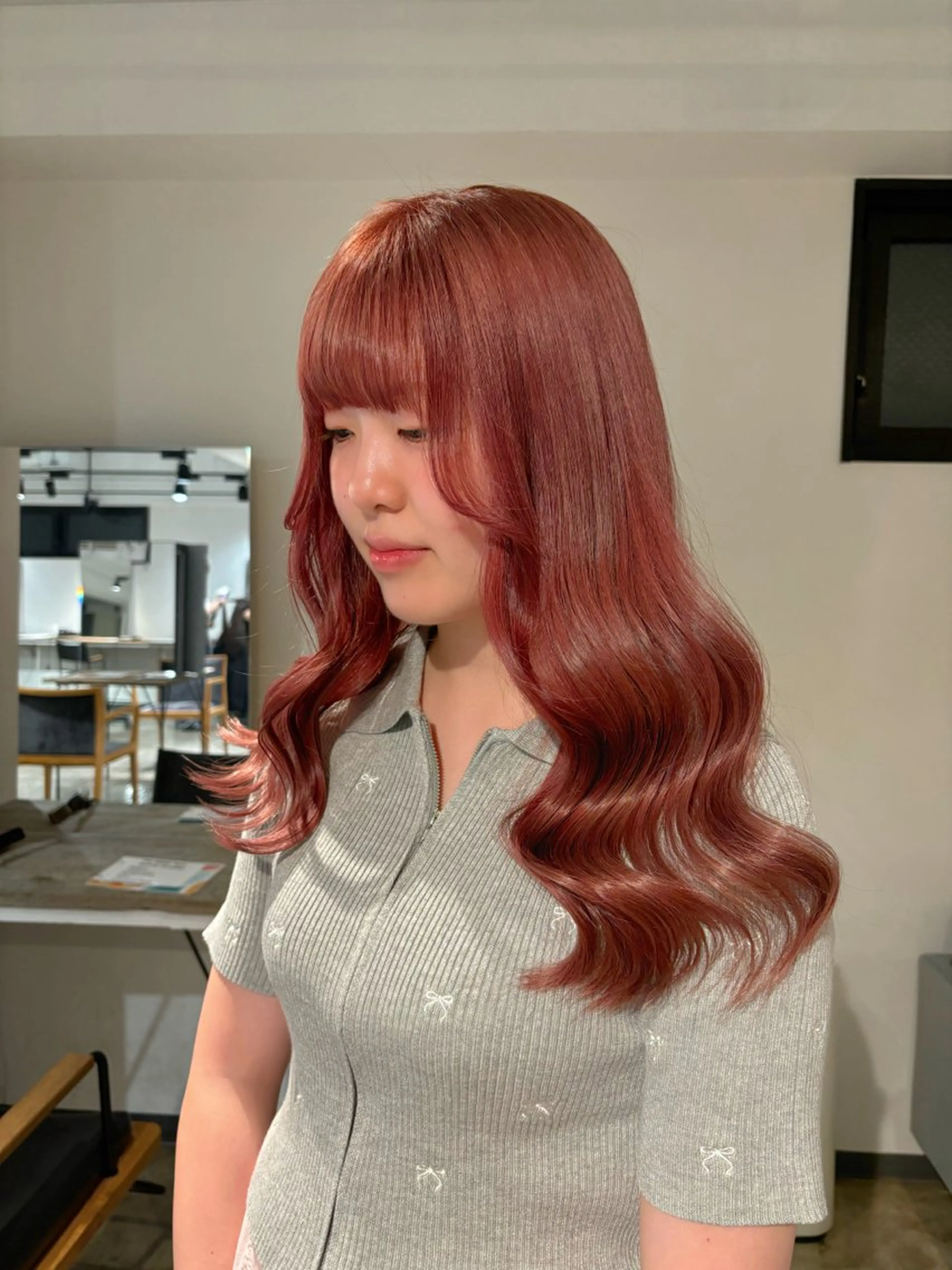 セミロング カラー ブリーチ ケアブリーチ ケアカラー ダブルカラー ピンクカラー ヘアカラー トリートメント 暖色カラー🍒 ケアブリーチ/akiのヘアスタイル