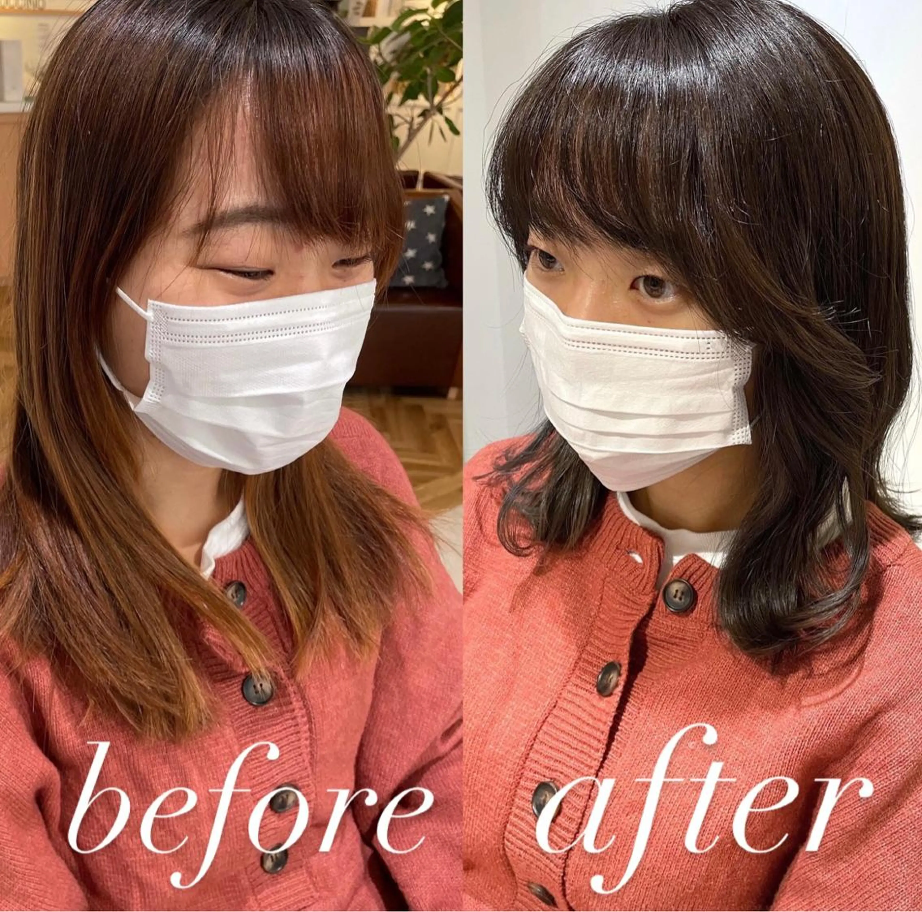 ミディアム カラー グレージュ くびれヘア カット ヘアカラー トリートメント 過去一の柔髪ヘア 🌿IVYjoureのヘアスタイル