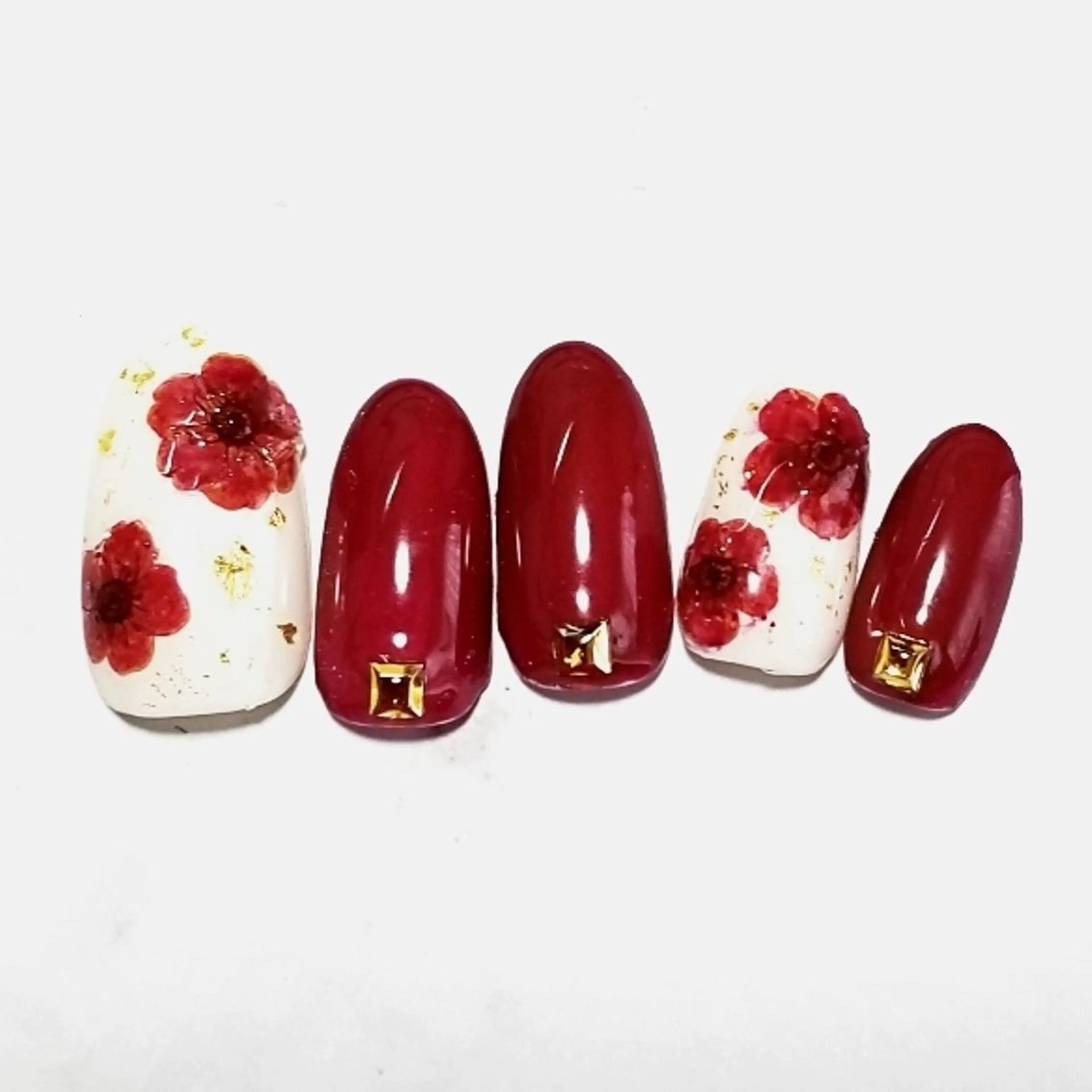 ネイル ボルドー フラワーネイル 博多ネイル ｍｉｍｉのネイルデザイン