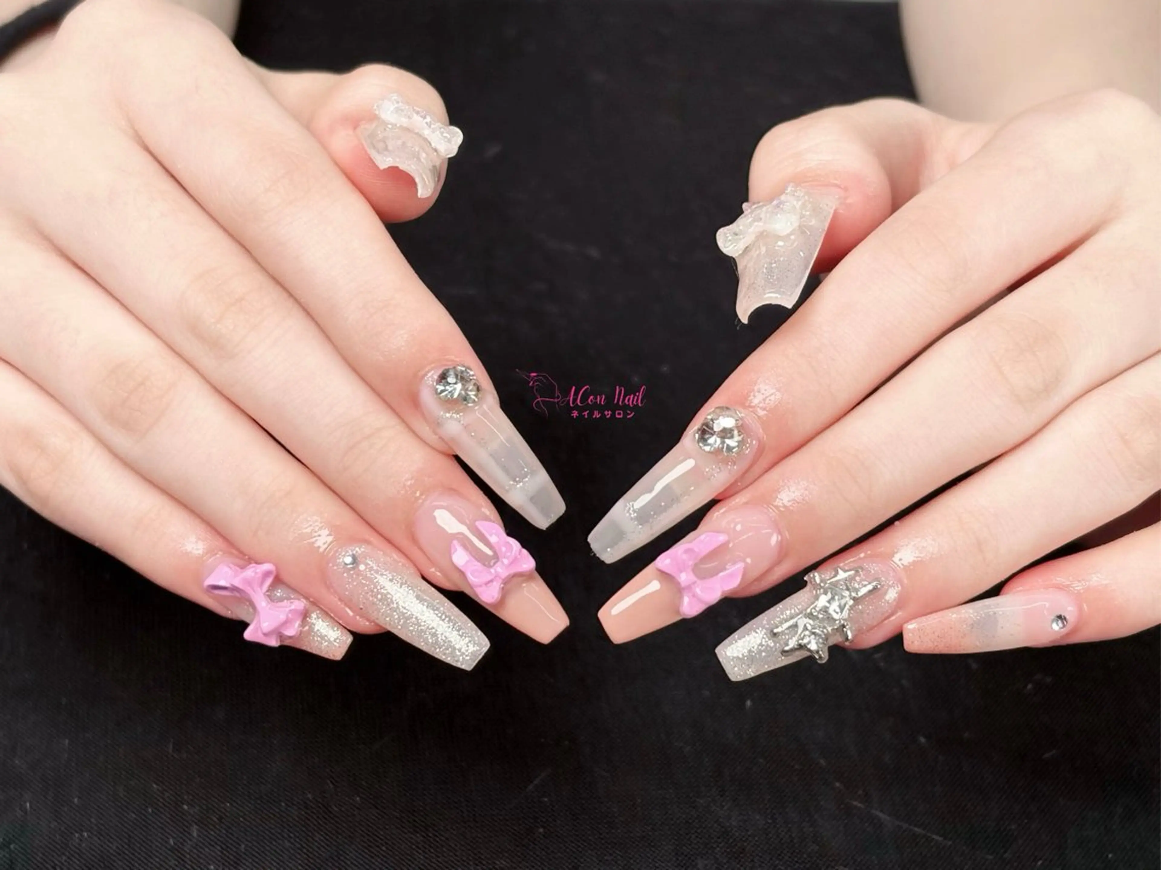 ネイル 桜ネイル 長さ出し フラワーネイル フレンチネイル ジェルネイル ハンドネイル AConNailSalon所属・ACon NailSalonのネイルデザイン