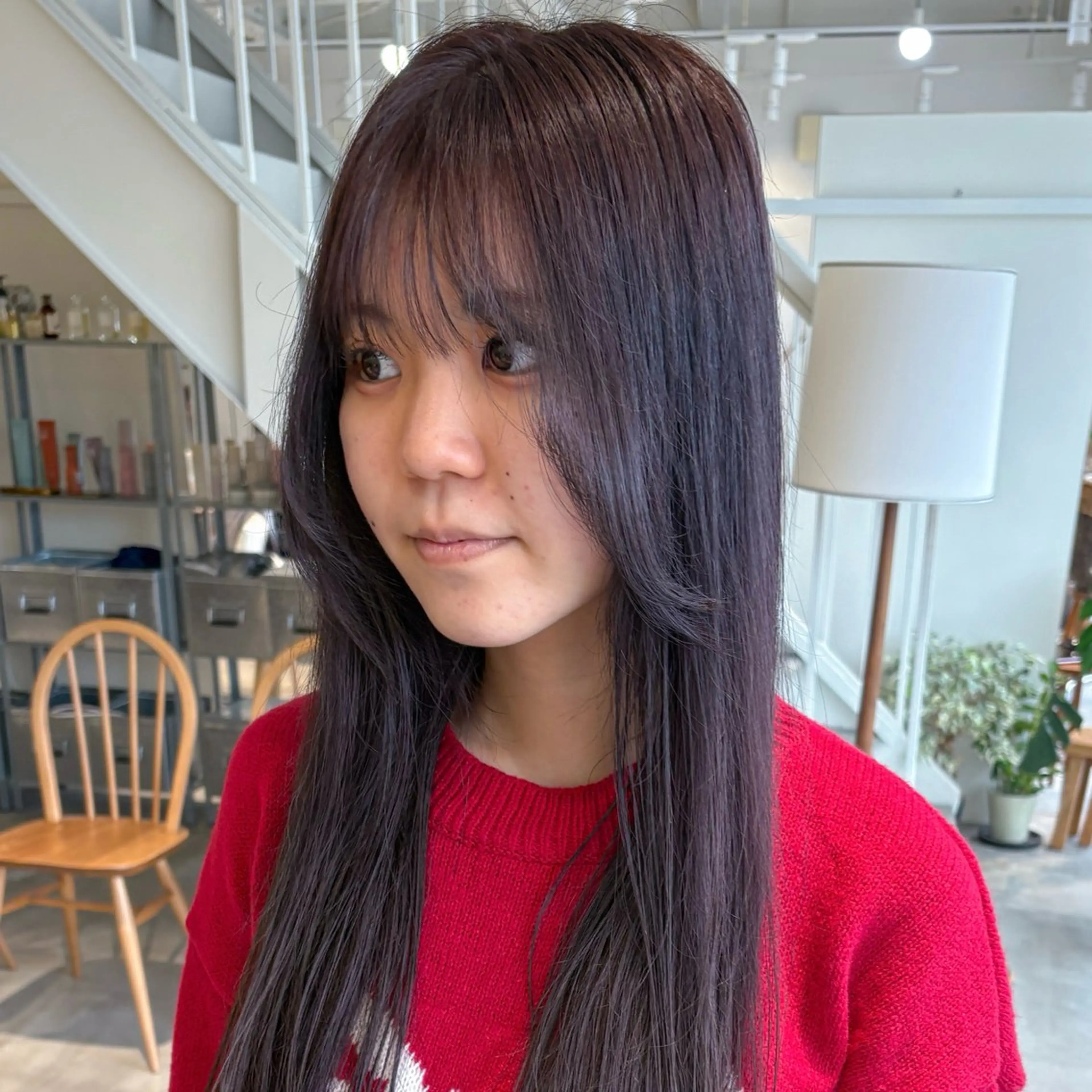 ロング カラー ブリーチ ラベンダーカラー ヘアカラー 安西 香利奈のヘアスタイル