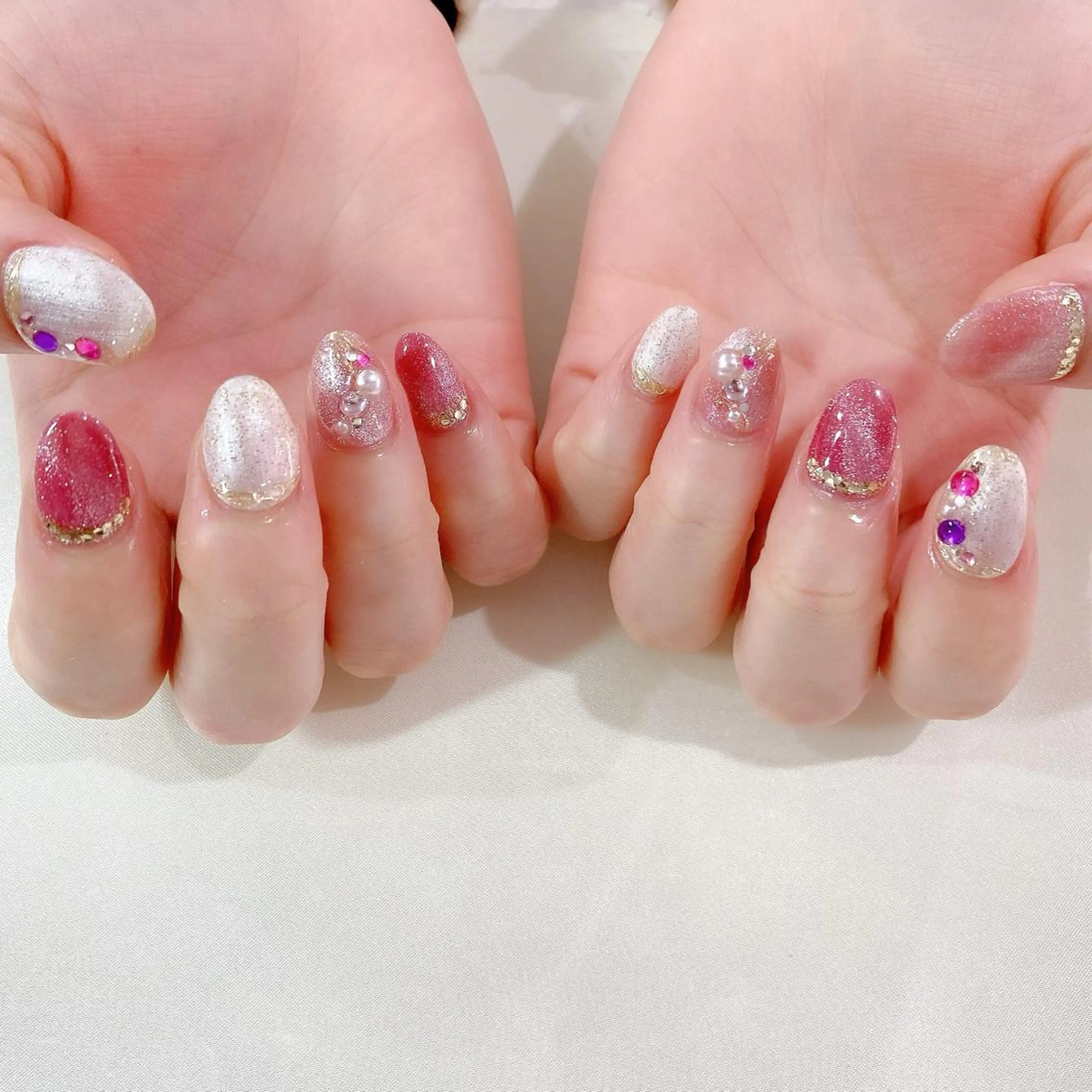 ネイル ジェルネイル キラキラネイル マグネットネイル ミラーネイル パラジェル ハンドネイル Nail Kのネイルデザイン