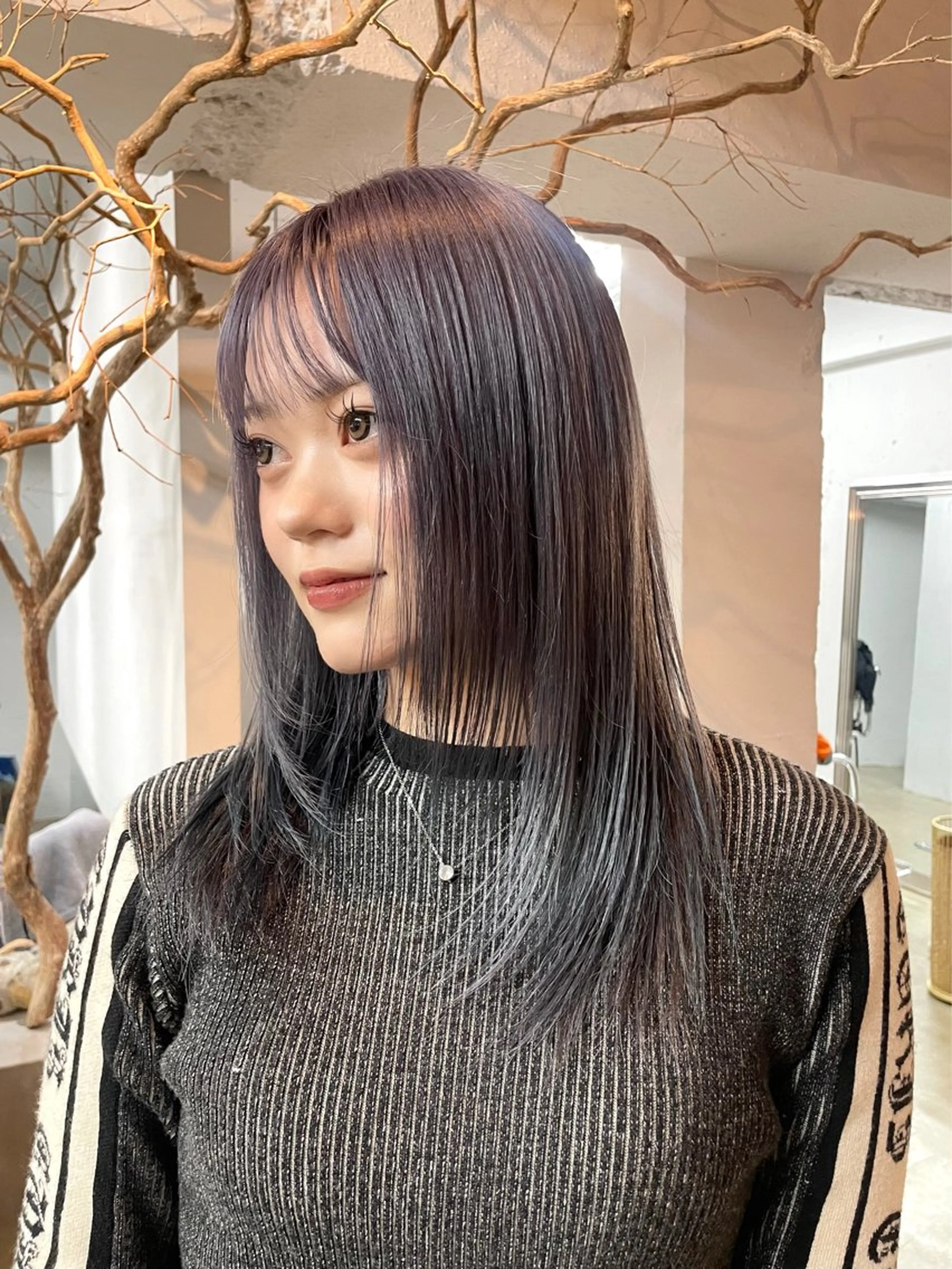 ミディアム カラー パープルカラー ヘアカラー Then所属・ハイトーン/艶カラー /アレンジ/manaのヘアスタイル
