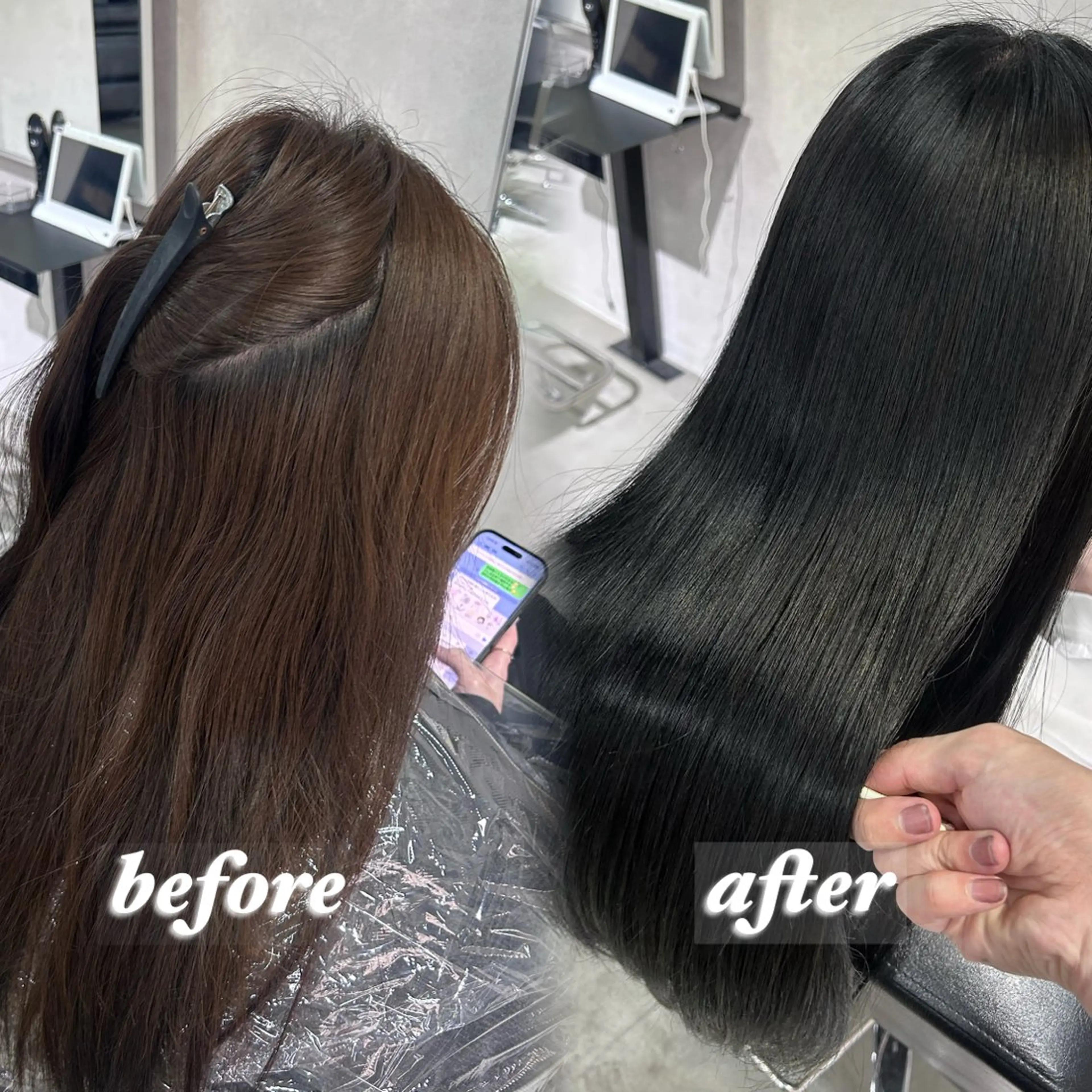 ロング カット ヘアカラー 縮毛矯正 大阪韓国ヘア/ /酸性縮毛矯正ゆうとのヘアスタイル