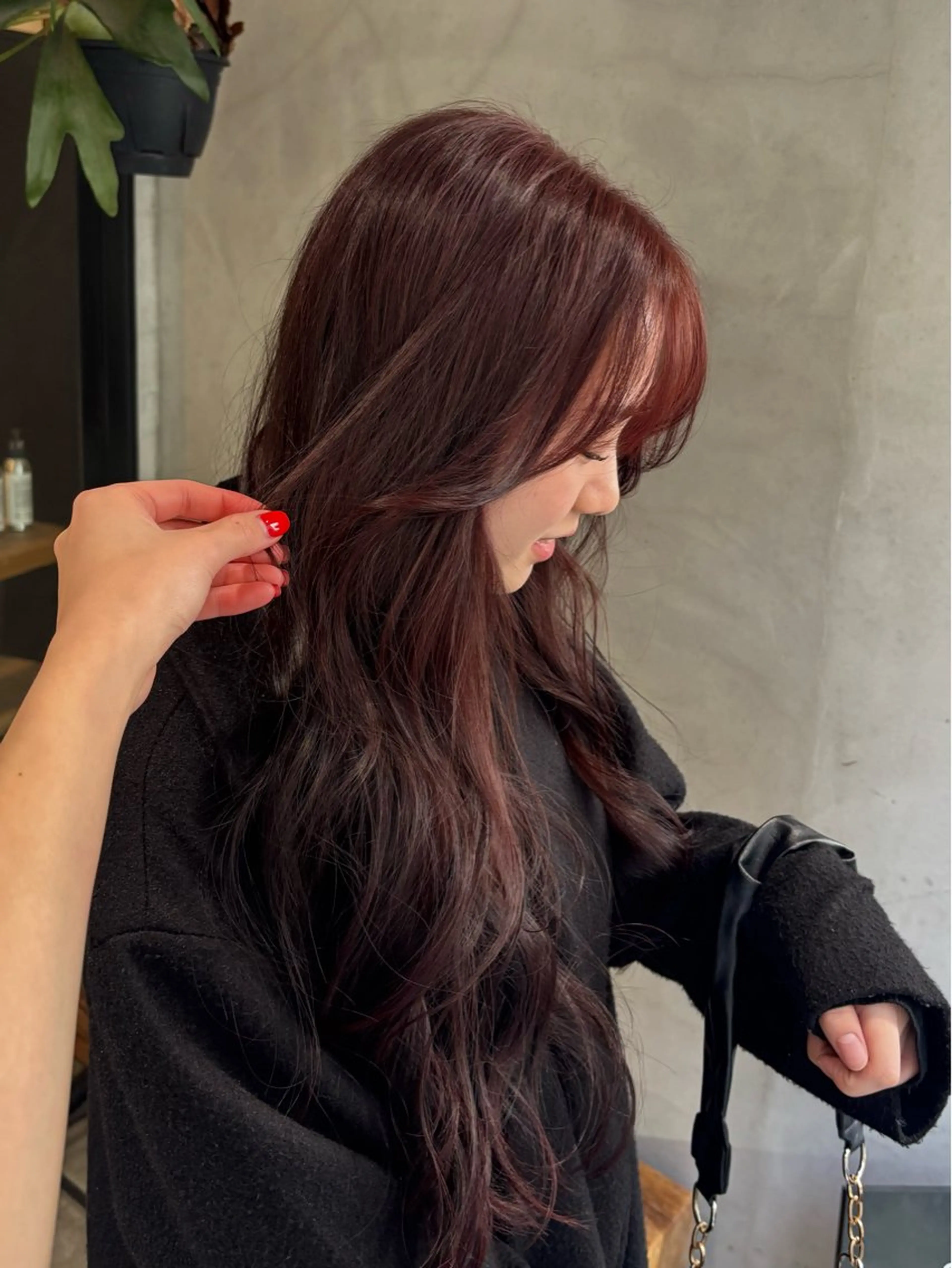 カラー ブリーチ ブリーチなしカラー レッドカラー 名古屋レイヤーカット /なつみのヘアスタイル