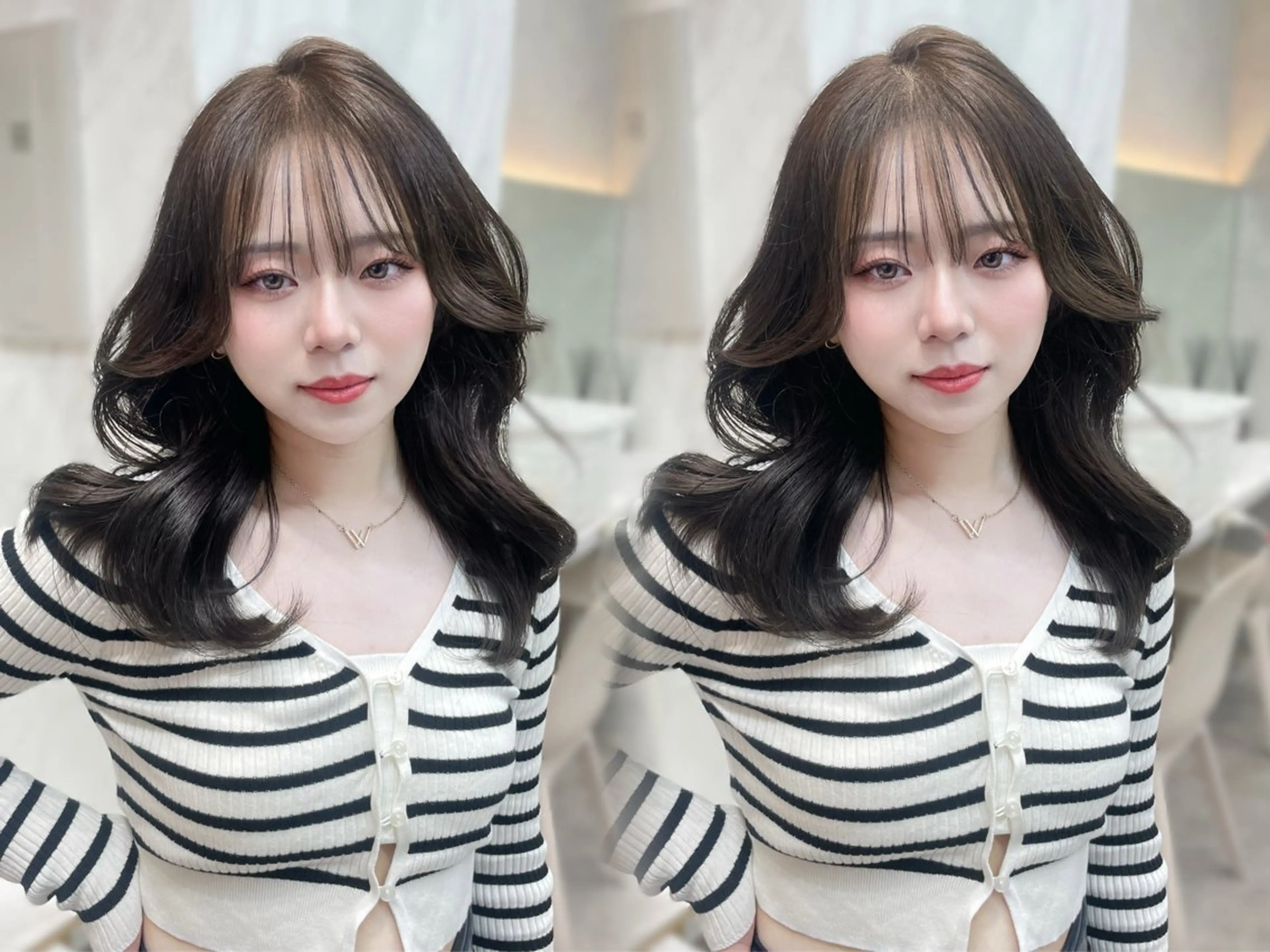 セミロング ヘアカラー MOE 福岡韓国ヘア✧︎のヘアスタイル