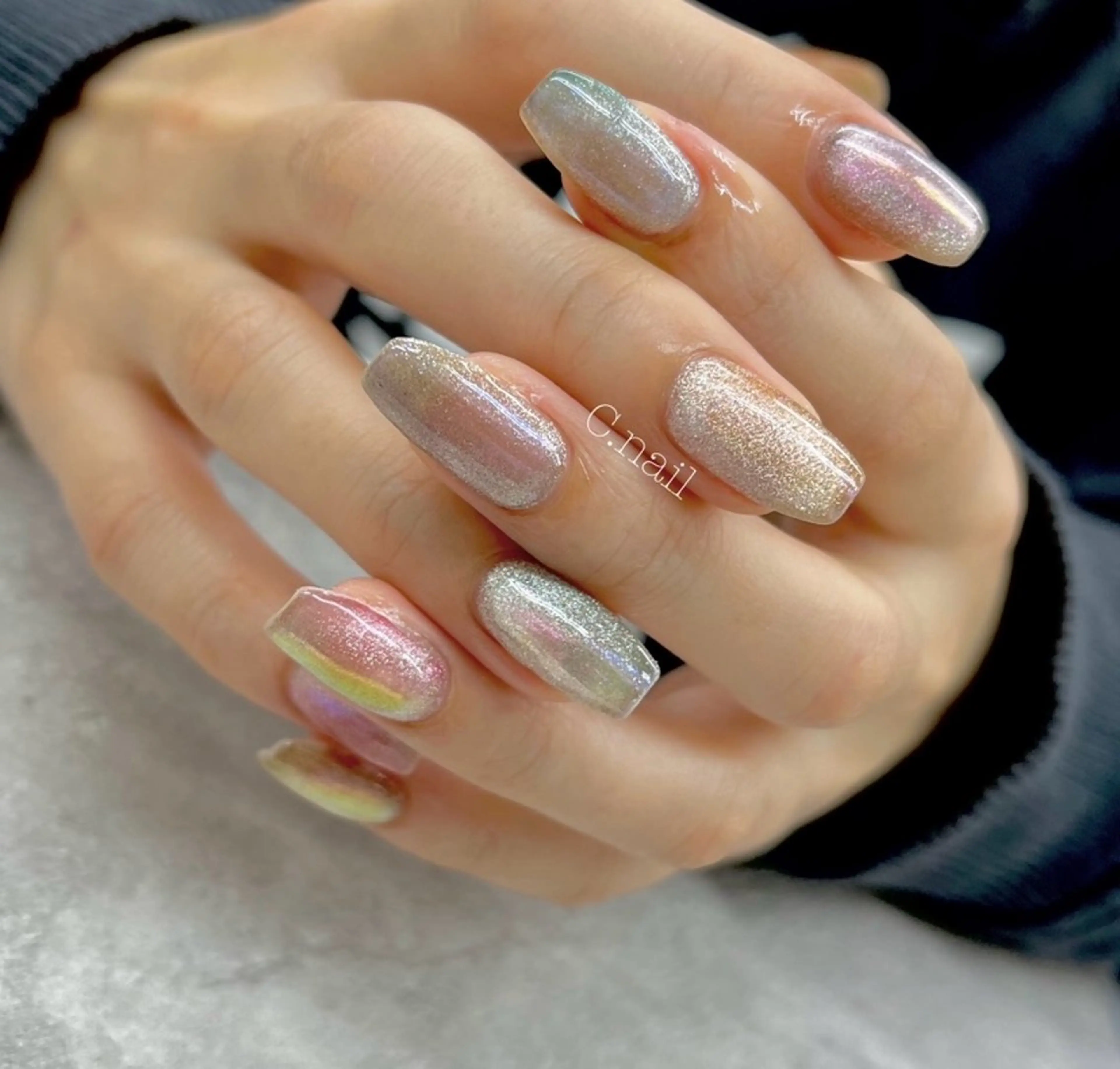 ネイル 入学式 フラッシュネイル フットネイル 卒業式 氷ネイル・うるうるネイル C.Nail &Eye筑紫駅のネイルデザイン